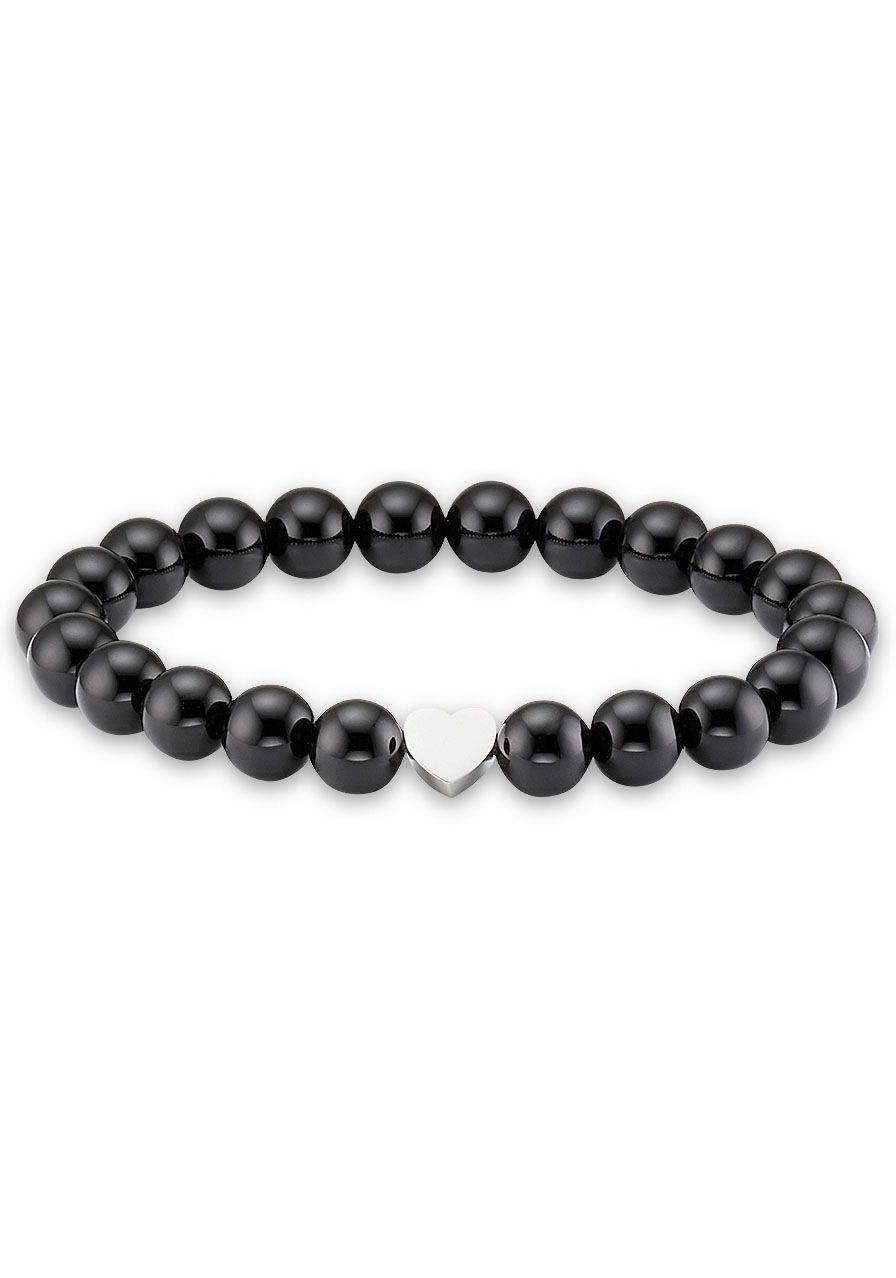 Firetti Armband »Herz mit Kugeln aus Edelstein«, Made in Germany - mit Onyx oder Tigerauge