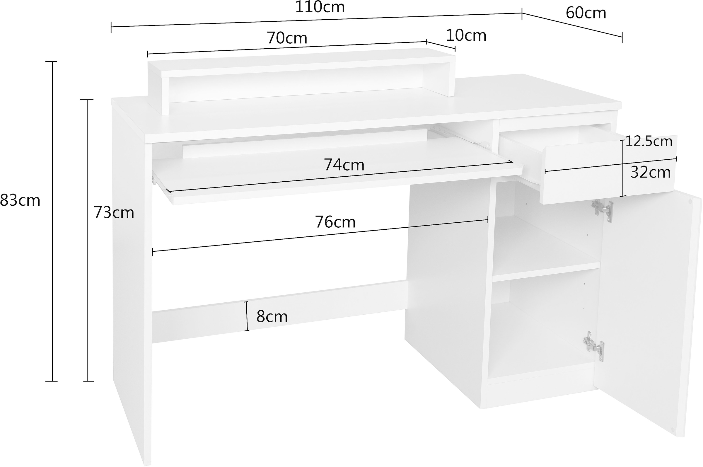 OTTO home Schreibtisch »Jarvie« mit Tastaturauszug, mit Monitoraufsatz, mit Schublade