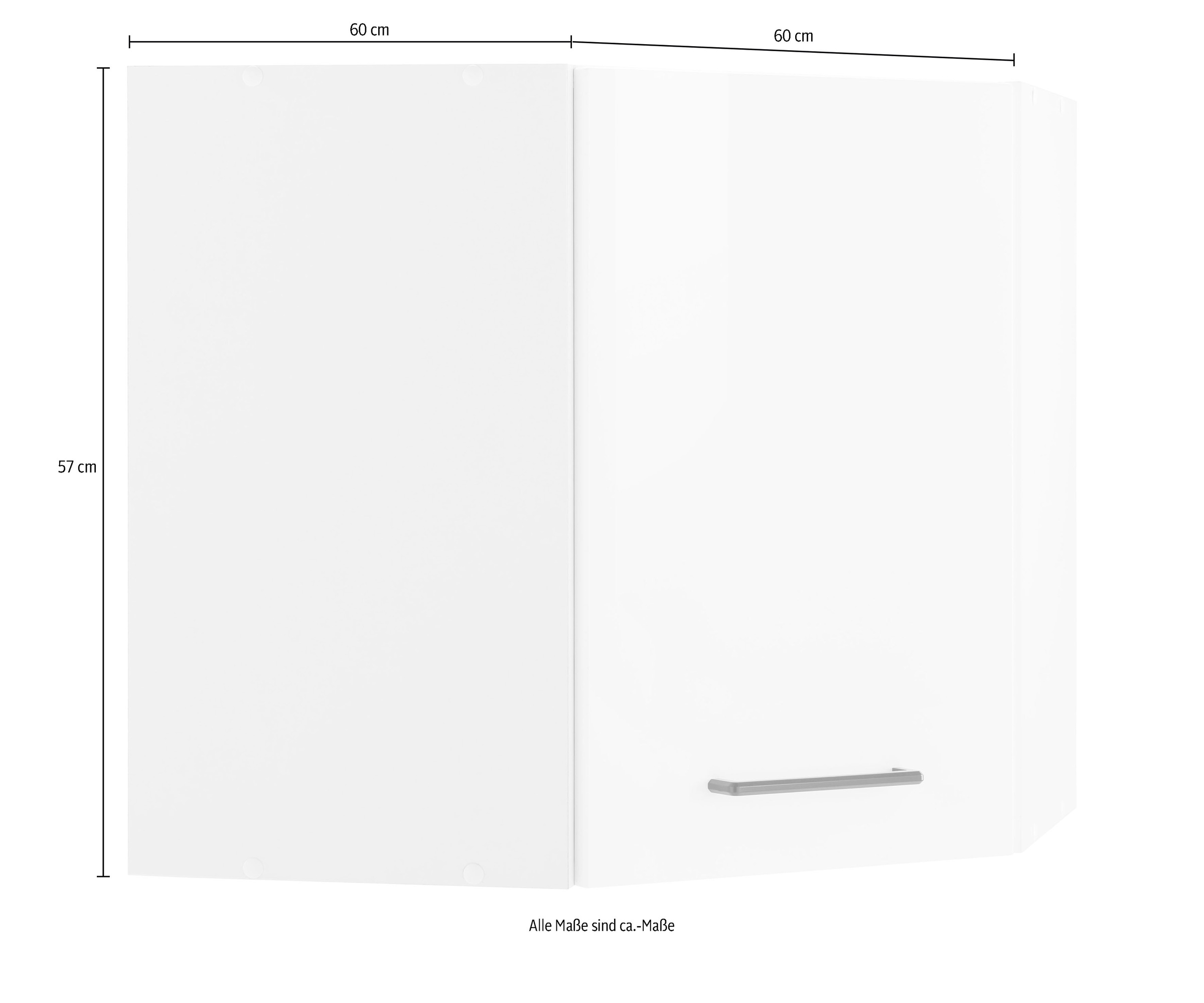 KOCHSTATION Eckhängeschrank »KS-Tulsa«, 60 cm breit, 1 Tür, schwarzer Metallgriff, hochwertige MDF Front