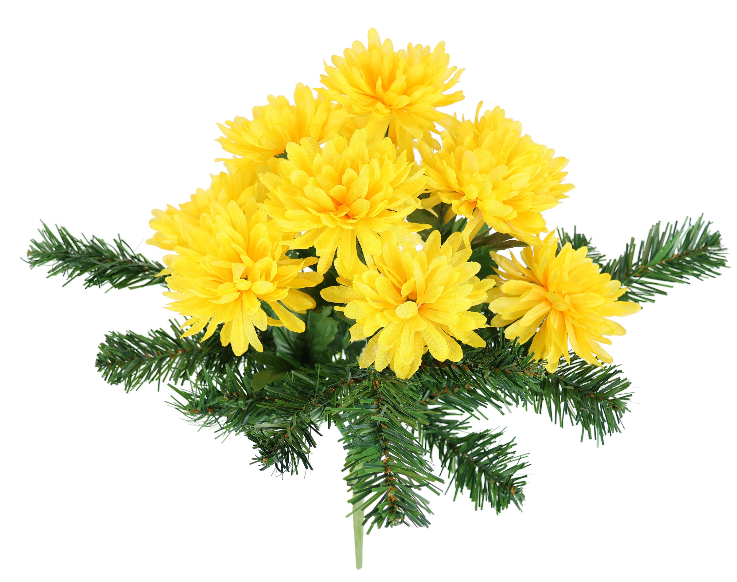 I.GE.A. Kunstblume »Chrysanthemen«, Bouquet Tannenzweigen Strauß Tischdeko Grabdeko Grabschmuck Trauerdeko