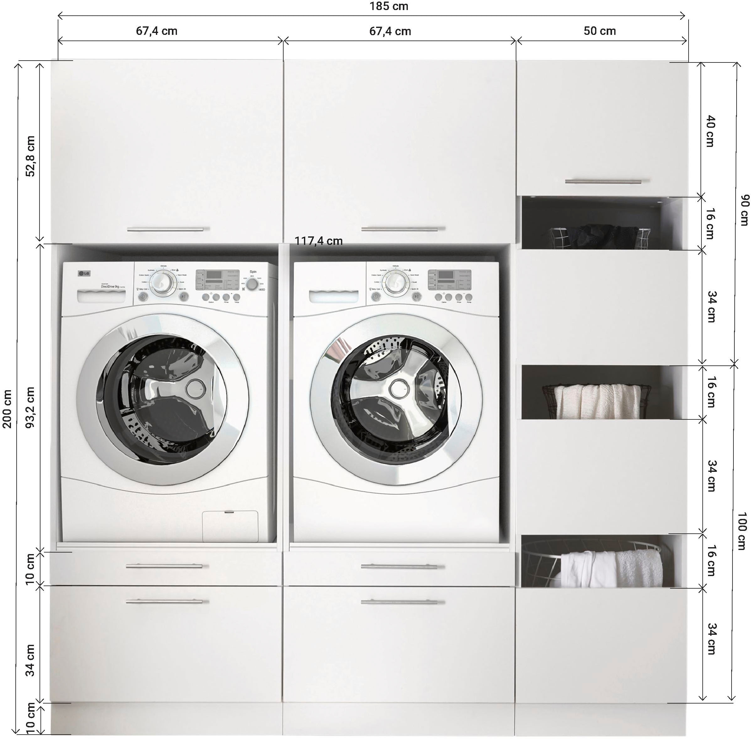 RESPEKTA Mehrzweckschrank-Set »Clara-Set 12« Schrankelemente einzeln erhältlich, 3 Stk. tlg.
