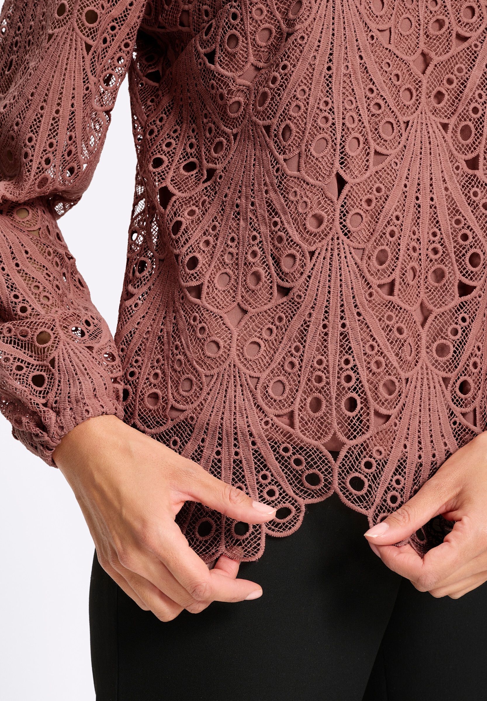 Witt Klassische Bluse »Spitzen-Bluse Spitzenbluse mit Schlingenverschluss hinten«