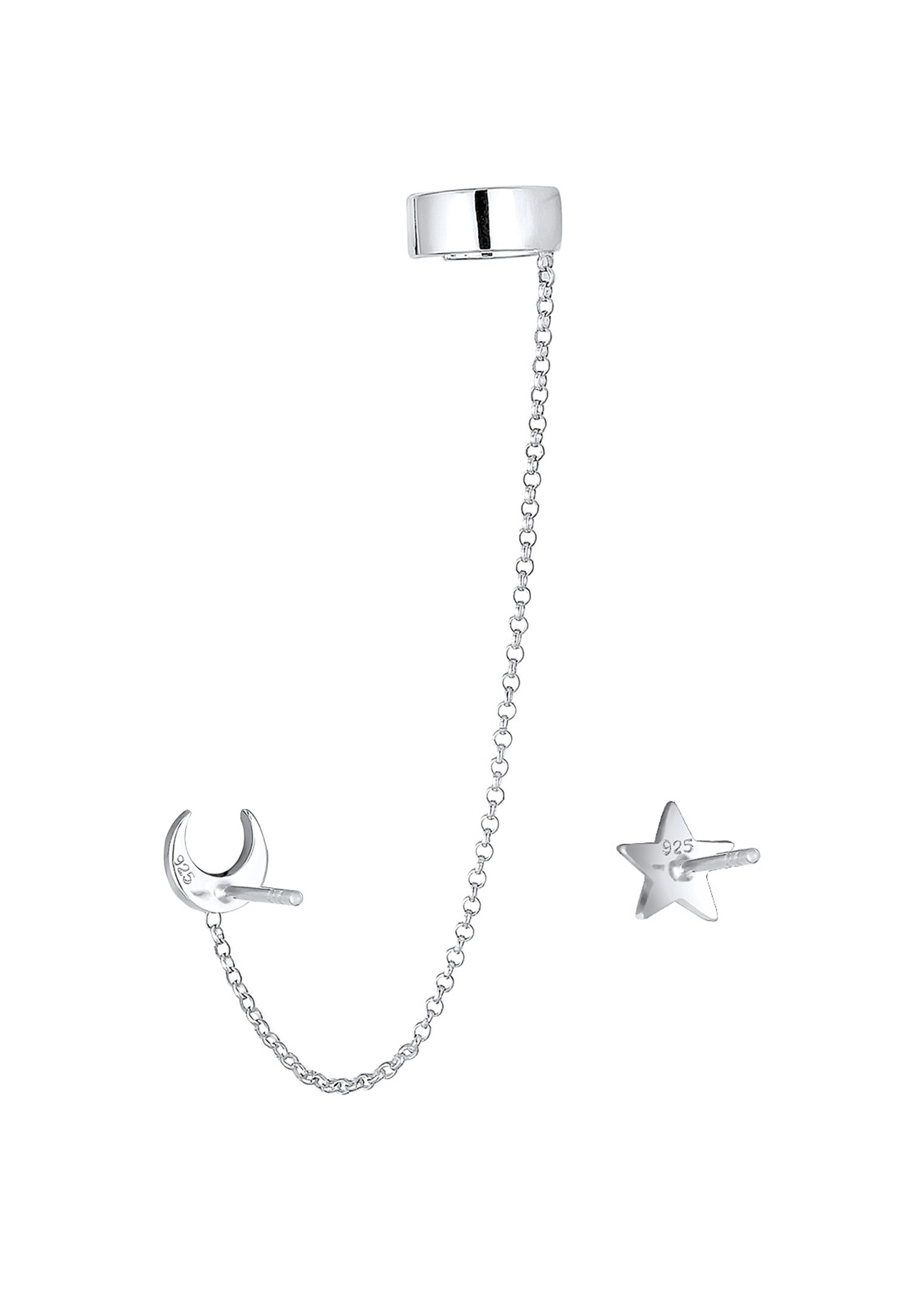 Elli Paar Ohrklemmen »Ohrringe Earcuff Astro Sterne Halbmond Blogger 925 Silber«