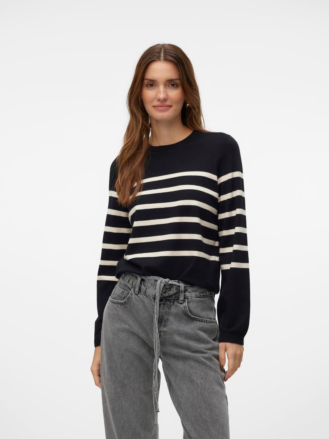 Vero Moda Rundhalspullover »VMSABA PLAIN LS O-NECK PULLOVER GA NOOS«