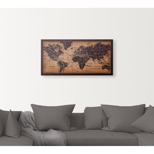 Artland Wandbild »Alte Weltkarte«, Landkarten, (1 St.), als Leinwandbild,  Wandaufkleber oder Poster in versch. Größen bei OTTO
