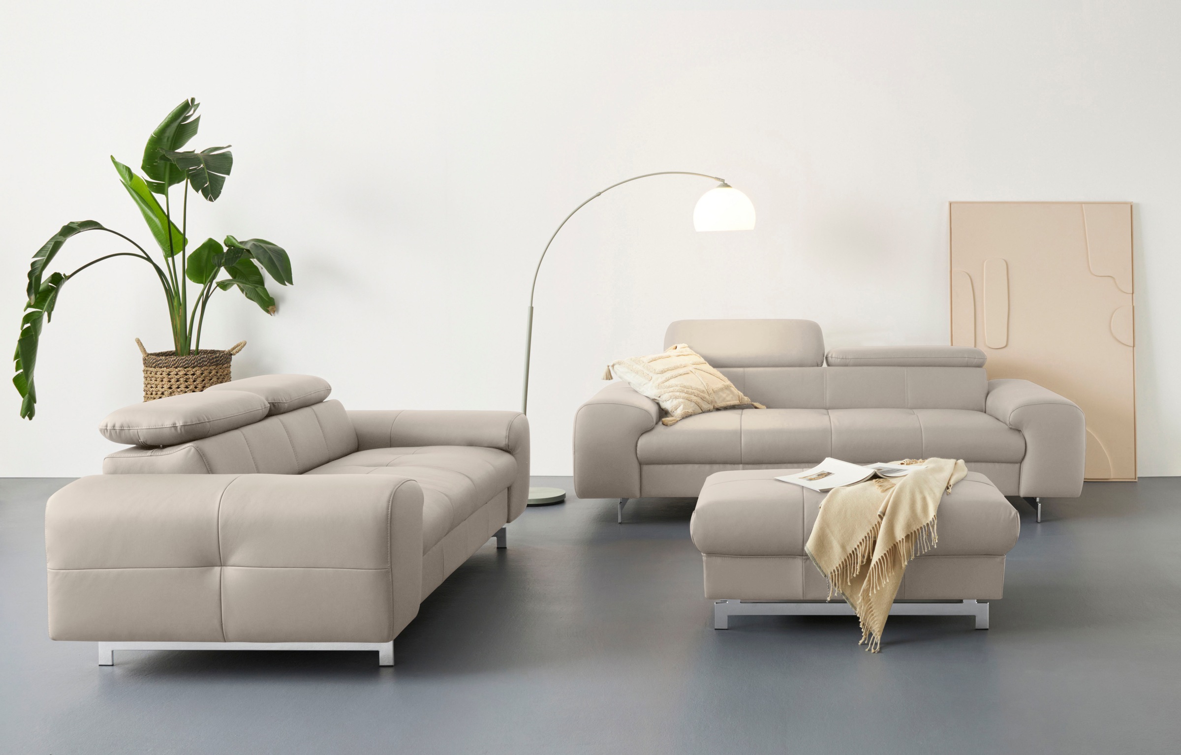 COTTA 3-Sitzer »Chef« Big-Sofa mit Kopfteilverstellung, edle Metallkufen