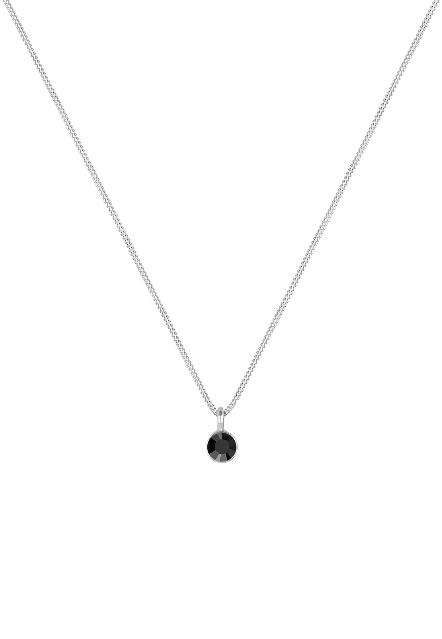 Elli Silberkette »Halskette Solitär Glas Kristalle Schwarz 925 Sterling Silber«
