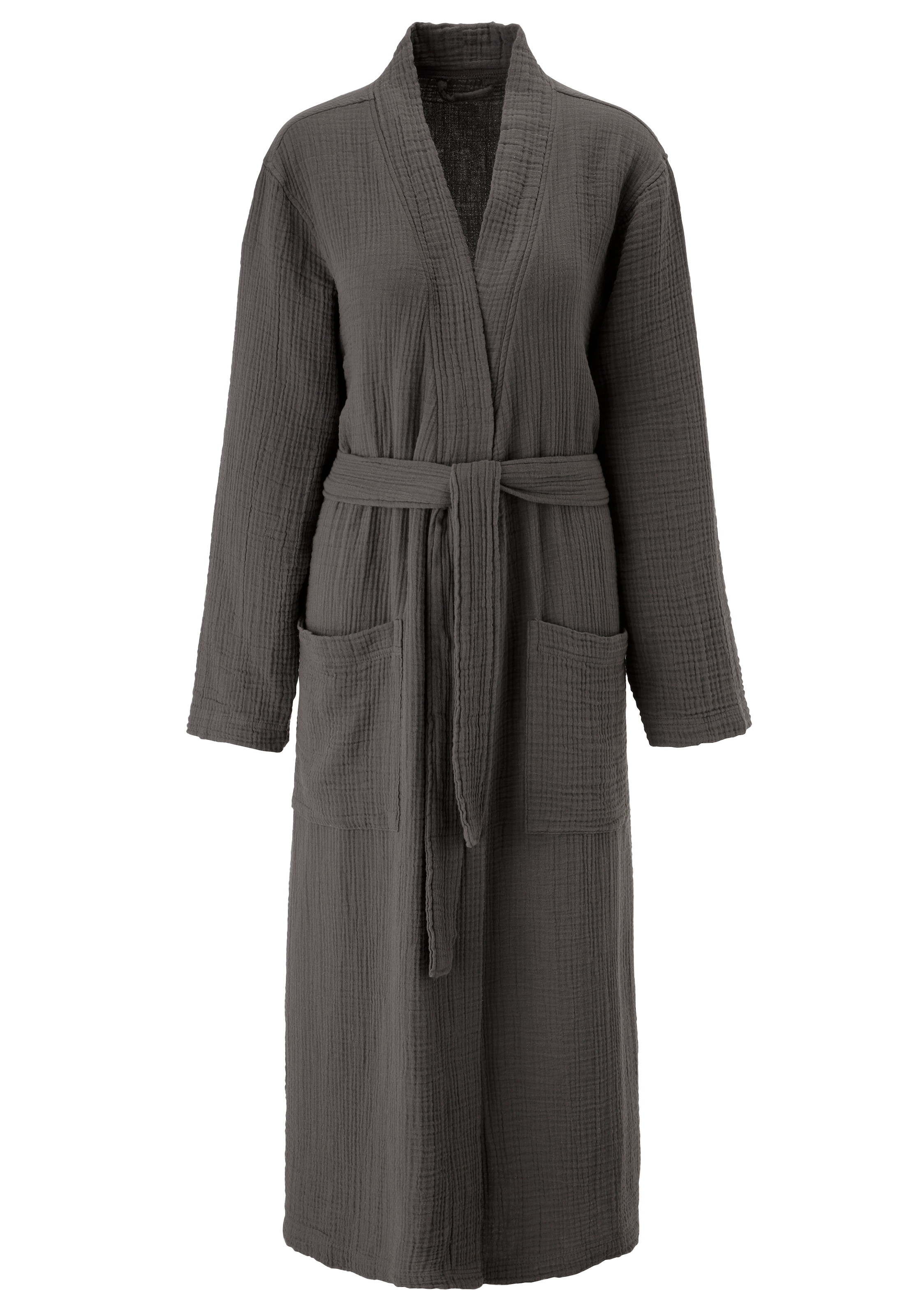 OTTO home Bademantel »Juna Musselin, ideal für Sauna & Spa, Hotelbademantel, Morgenmantel« 1 Stk. modern, leichte Qualität, 100% Baumwolle