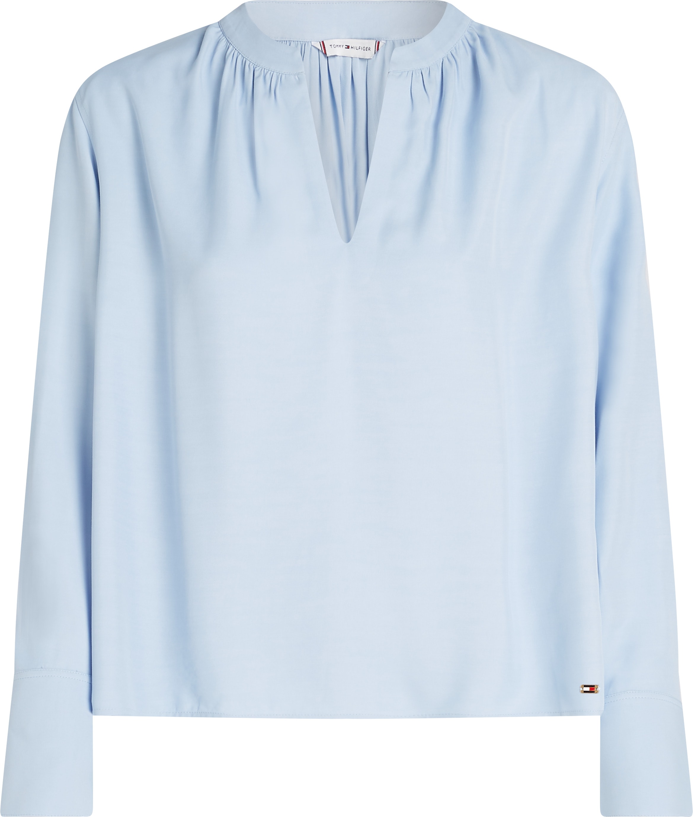 Tommy Hilfiger Langarmbluse »SOFT VIS V NECK LS BLOUSE«, mit Raffungen