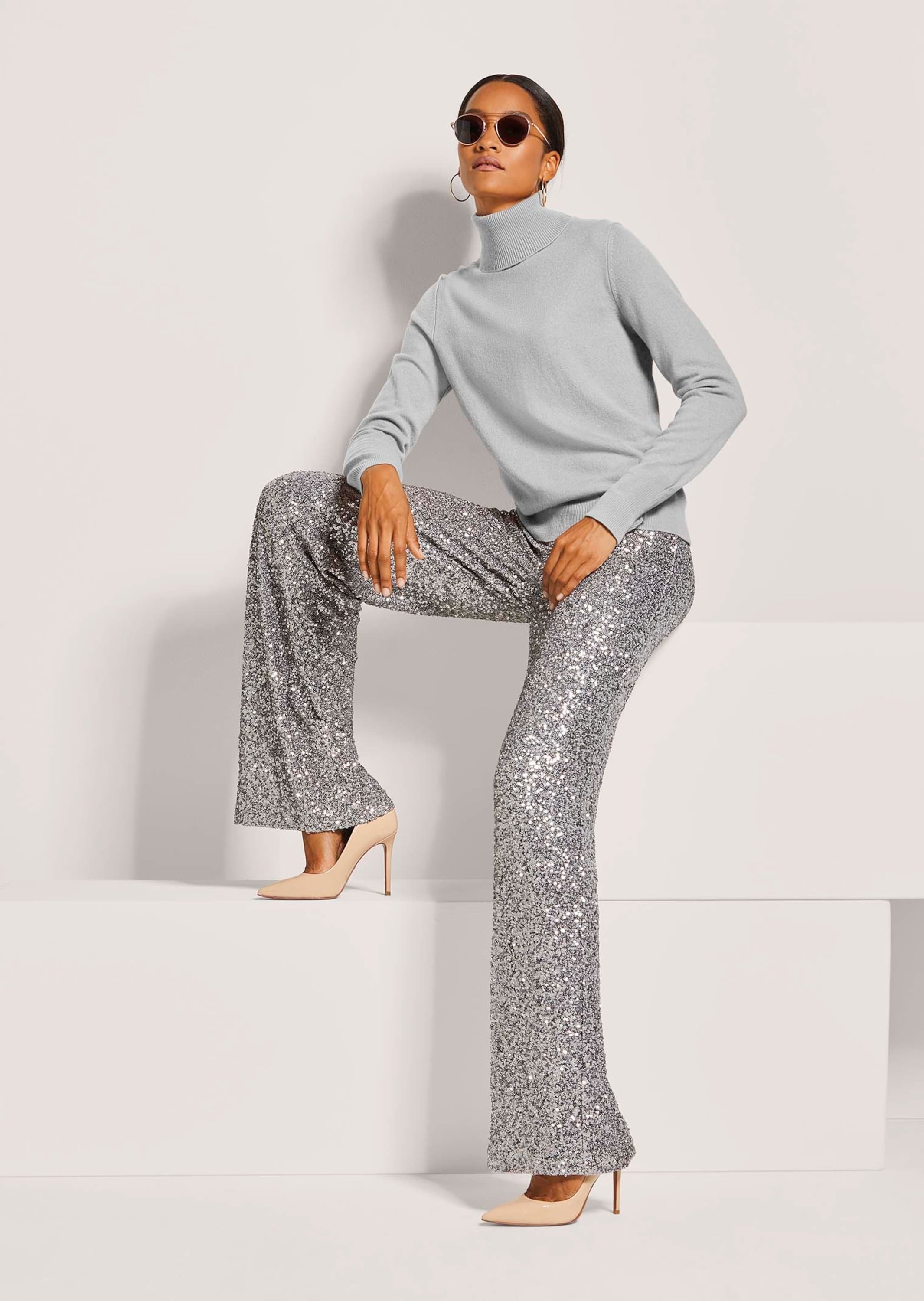 MADELEINE Longpullover »Kaschmirpullover Zeitloser Strickpullover mit geripptem Rollkragen«