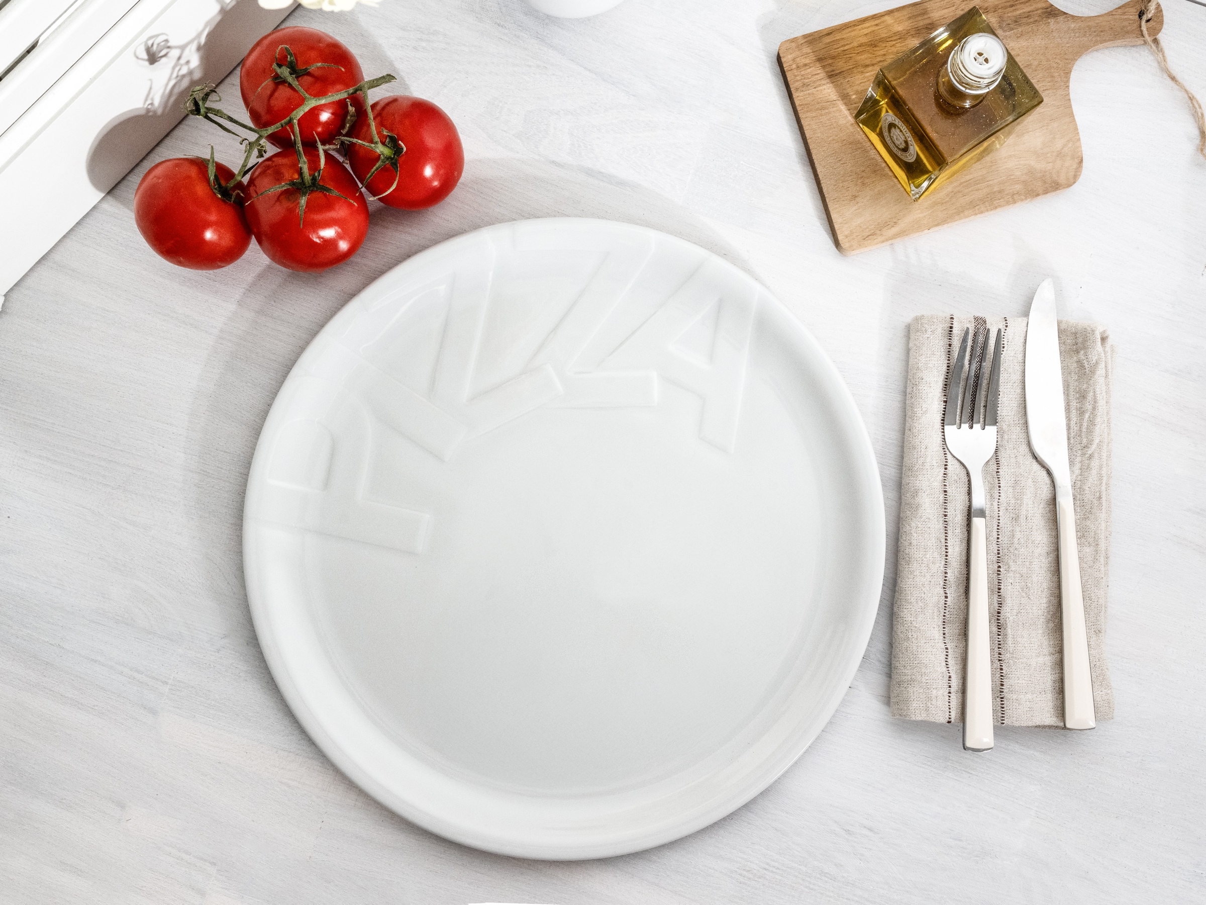 CreaTable Pizzateller »Essteller«, (Set, 4 St.), Teller Set für 4 Personen, weiß, Porzellan