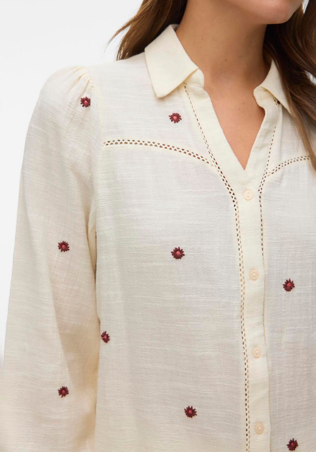 Vero Moda Langarmbluse »VMJILLIAN LS SHIRT WVN BTQ« Baumwolle