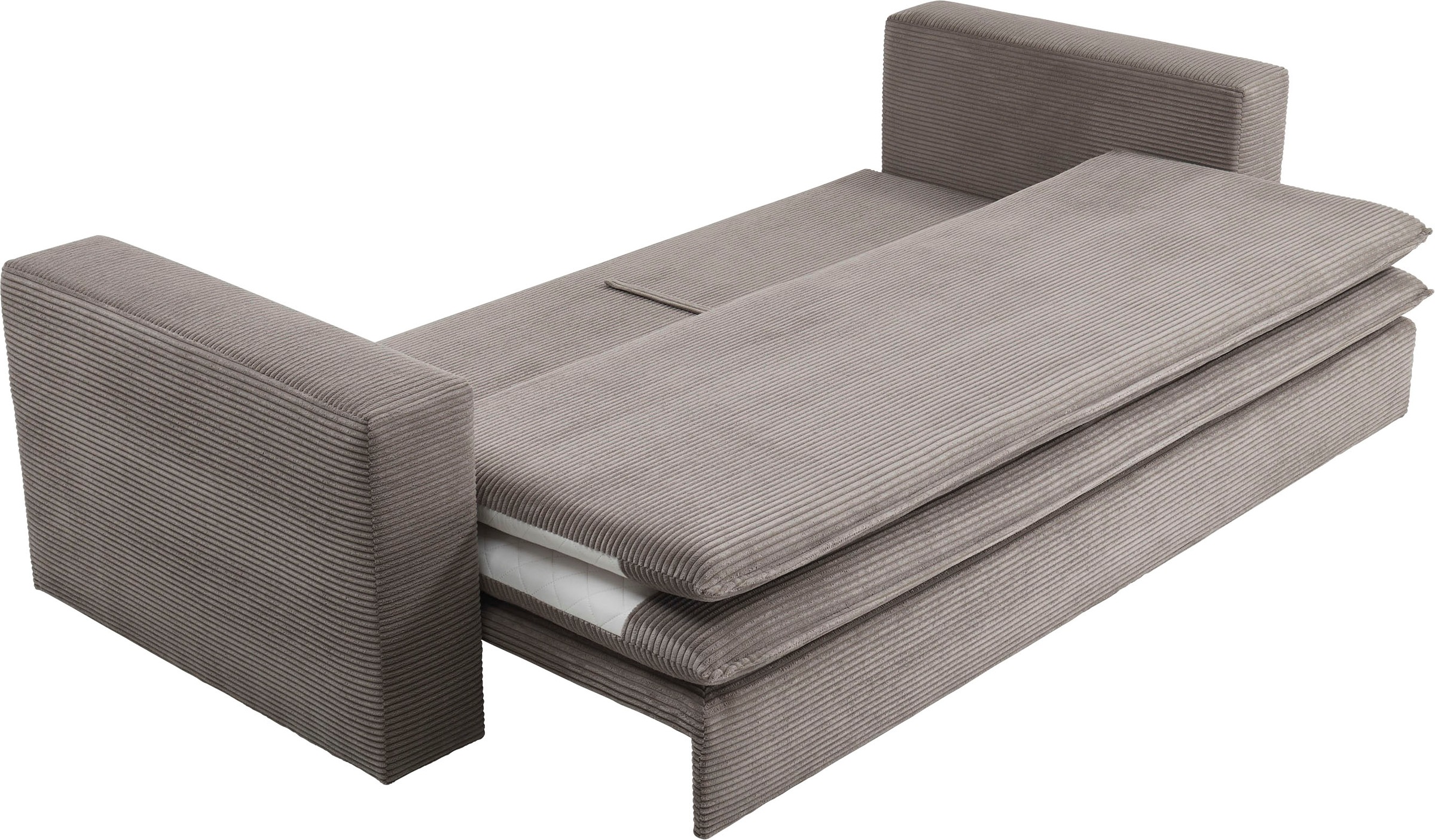 Places of Style 3-Sitzer »PIAGGE«, Cord-Bezug - mit Bettfunktion und Bettkasten, mit praktischem Topper