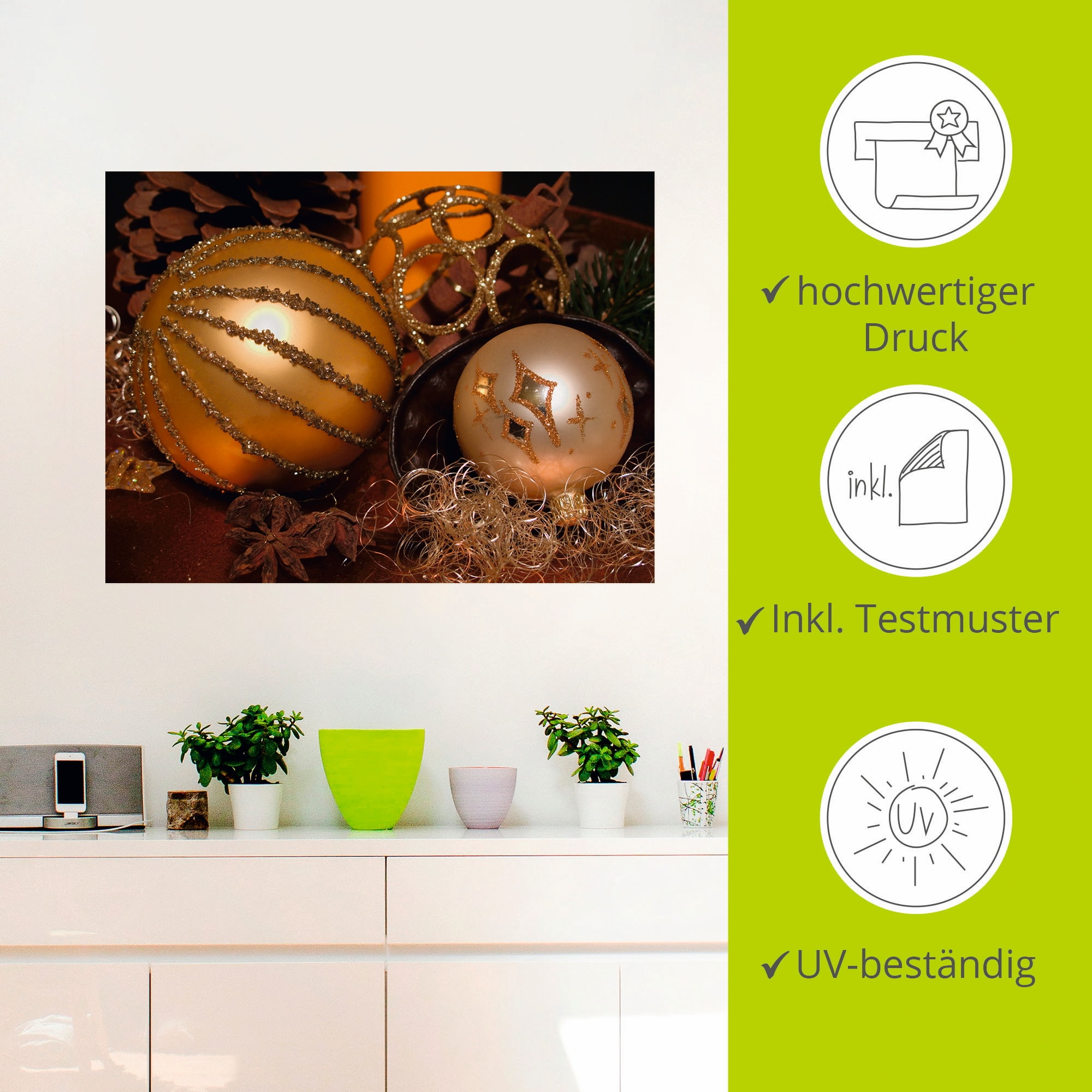 Artland Wandbild »Weihnachtsgesteck«, Weihnachten, (1 St.), als Poster, Wandaufkleber in verschied. Größen
