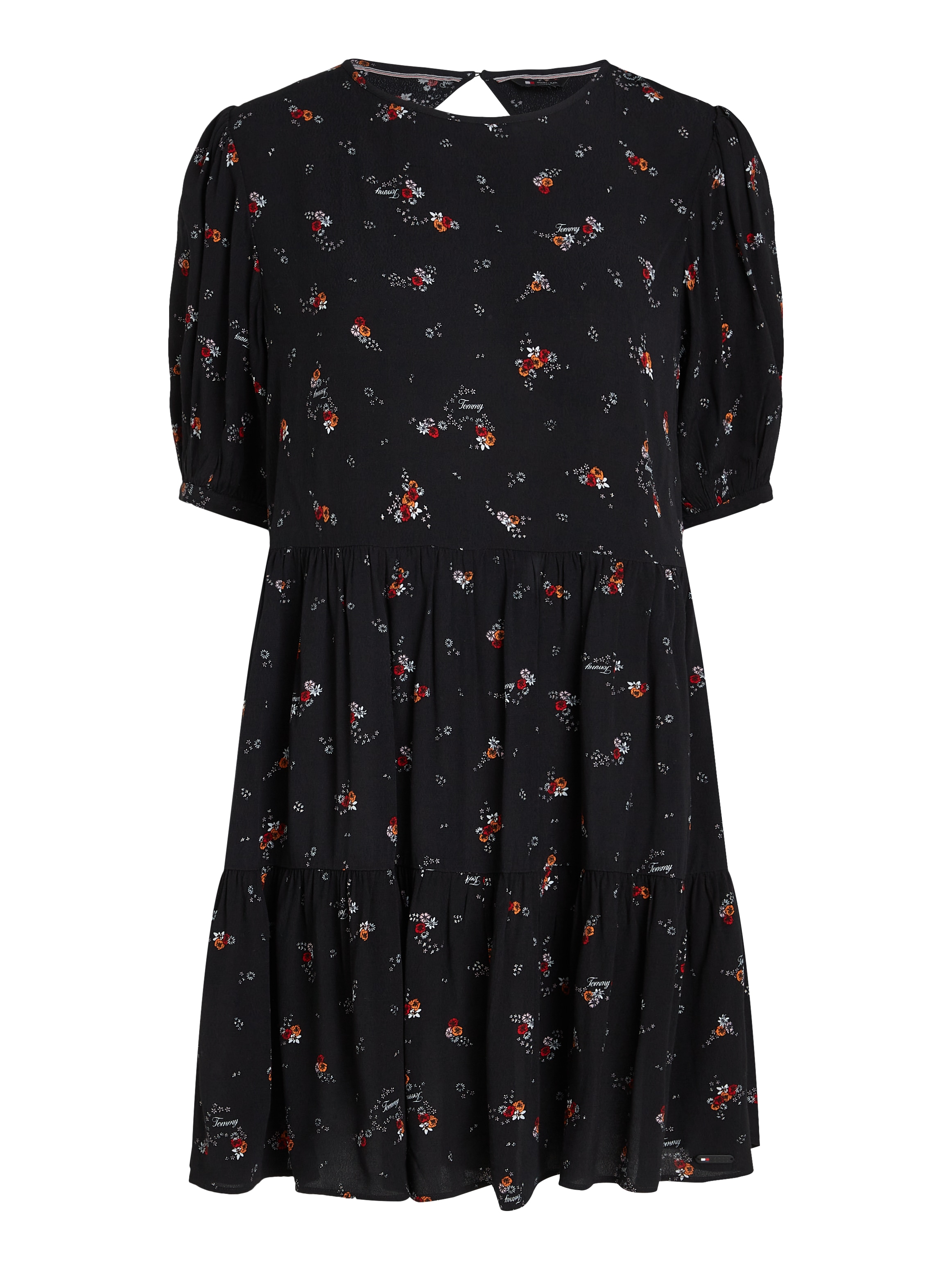 Tommy Jeans Curve Blusenkleid »TJW BLACK FLORAL TIERD DRESS EXT«, Große Größen
