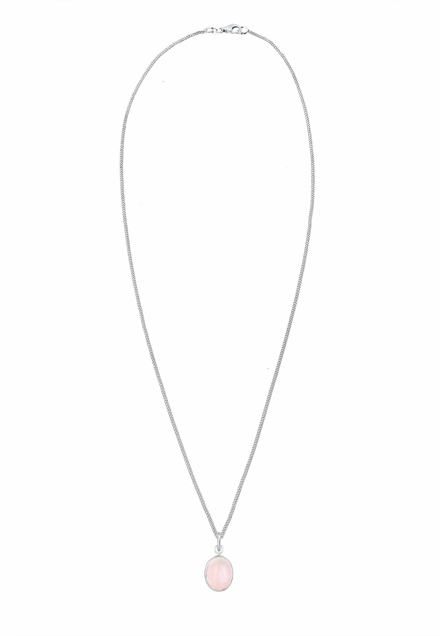 Elli Silberkette »Halskette Anhänger Rosenquarz Rosa Oval 925 Silber«