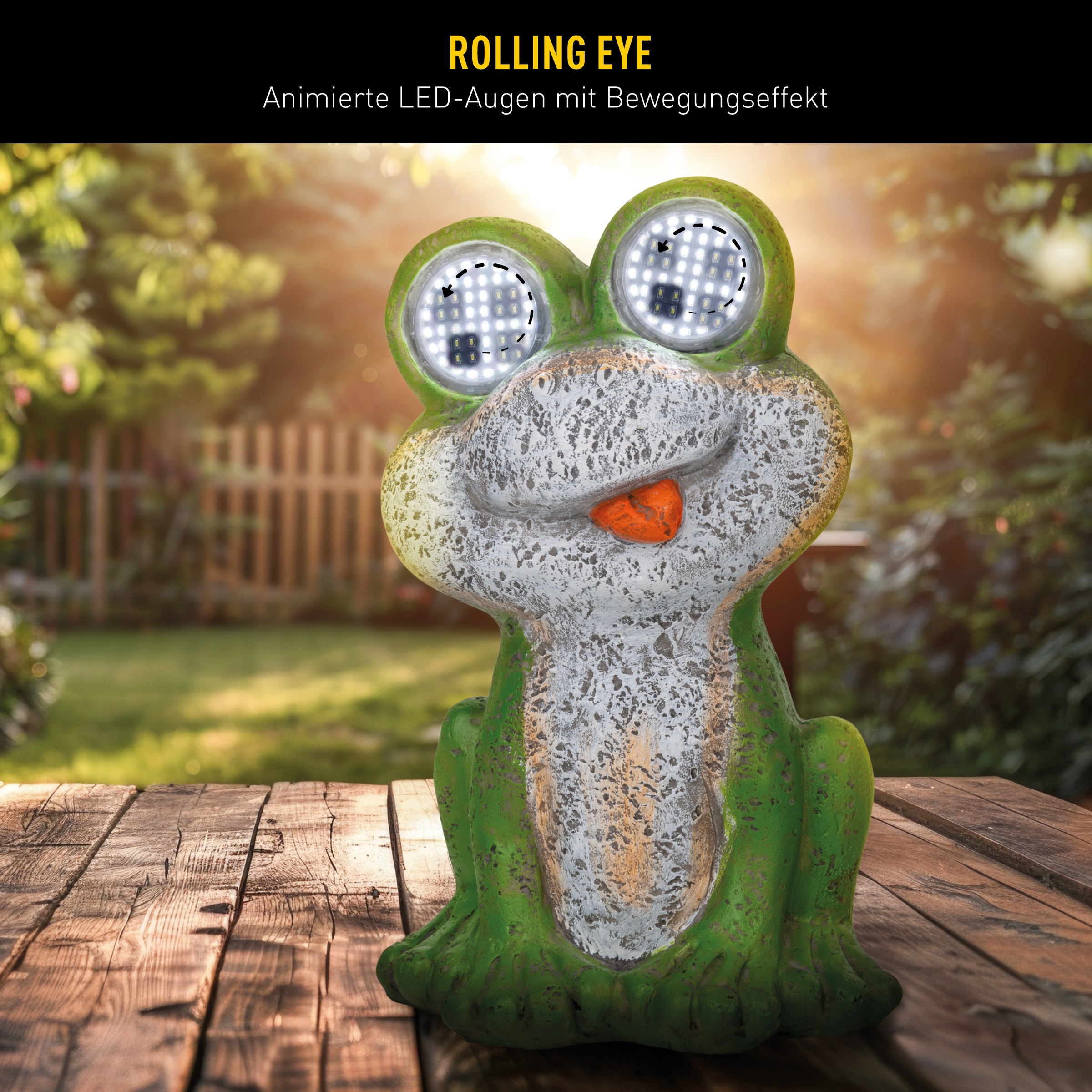 näve LED Solarleuchte »Froggel« LED-Modul 1 Stk. Warmweiß Froschfigur, animierte LED Augen mit Bewegungseffekt, H: 19cm, grün