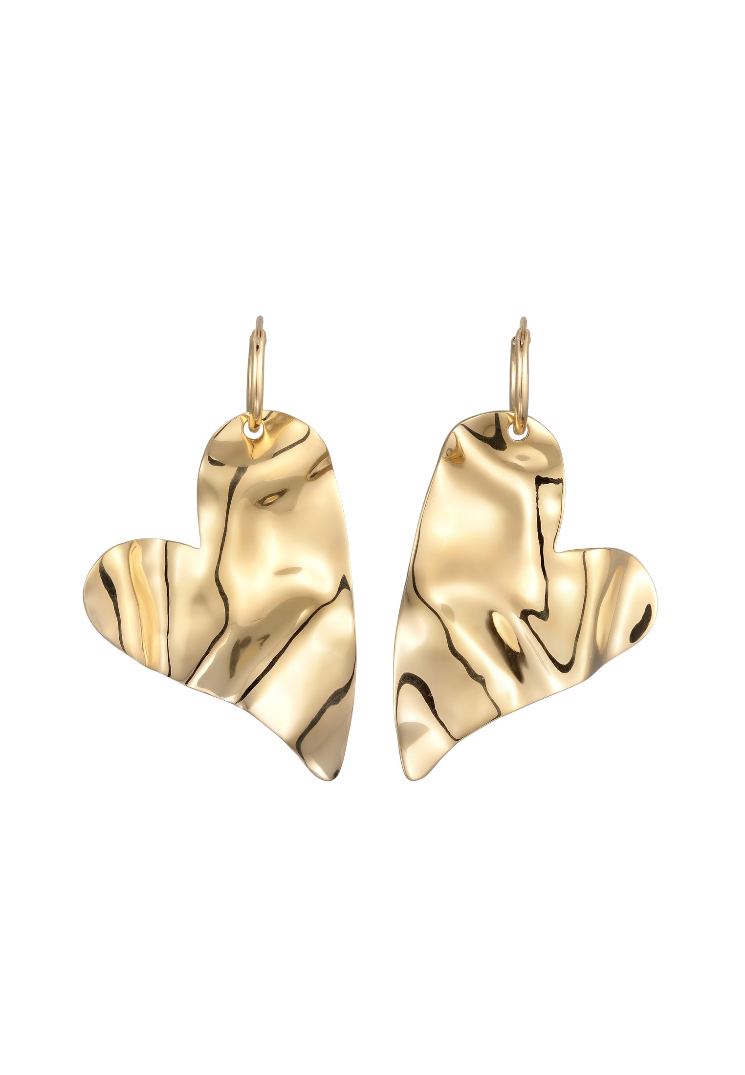 Elli Premium Paar Creolen »Ohrringe Creolen Herz 925 Sterling Silber vergoldet«