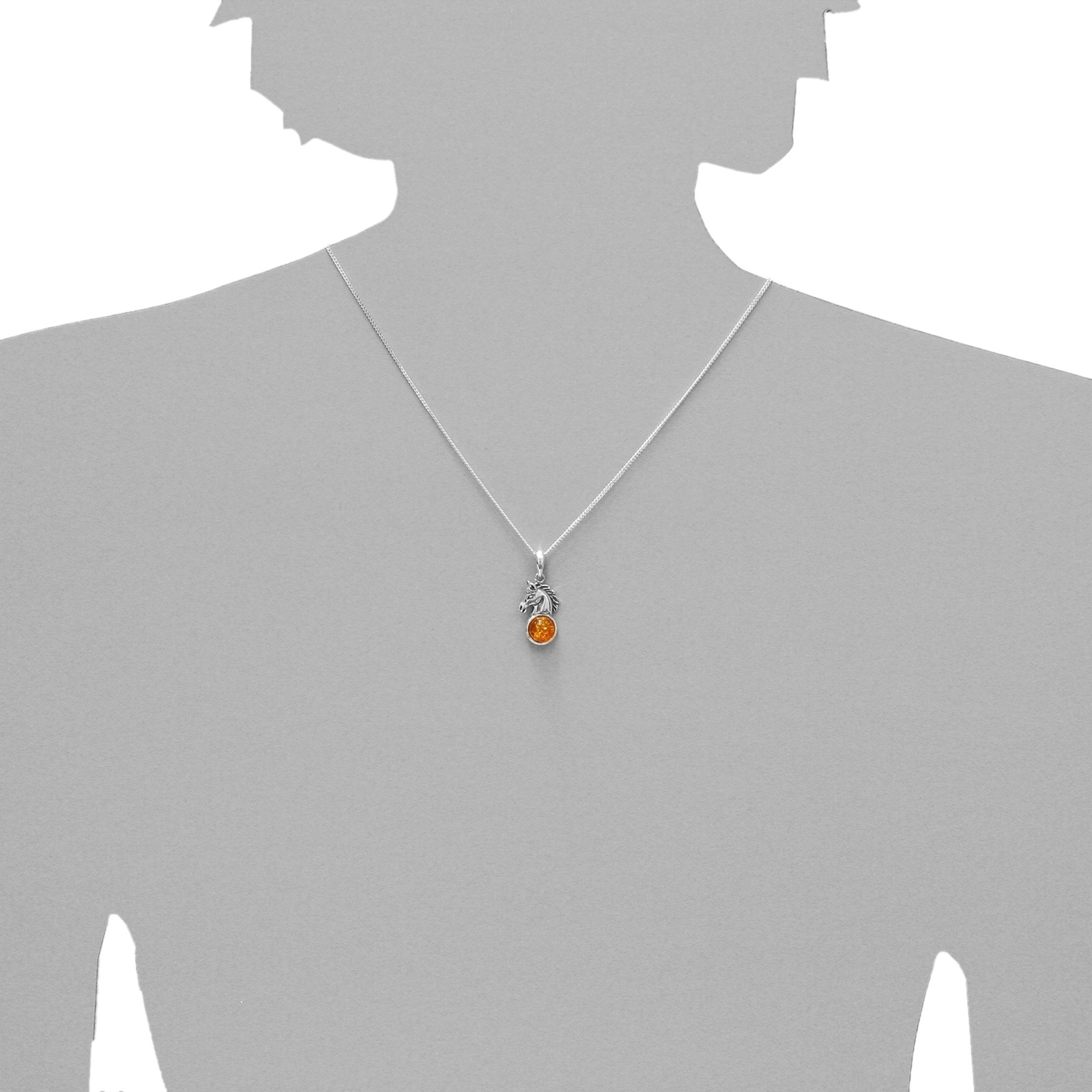 OSTSEE-SCHMUCK Kettenanhänger »- Pferdekopf - Silber 925/000 - Bernstein«