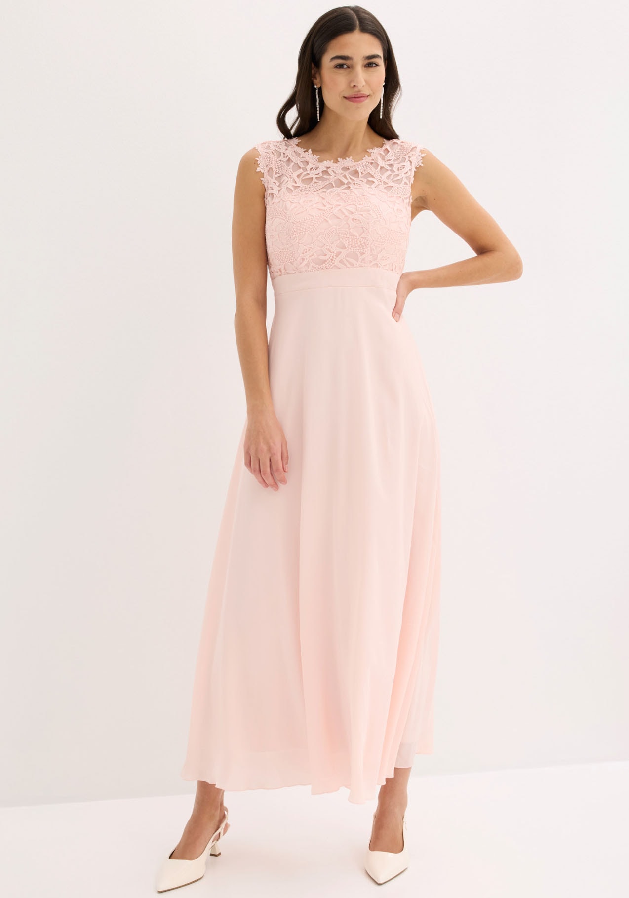 bonprix Maxikleid »Maxikleid mit Spitze« für festliche Anlässe, vollständig gefüttert, taillierte Passform