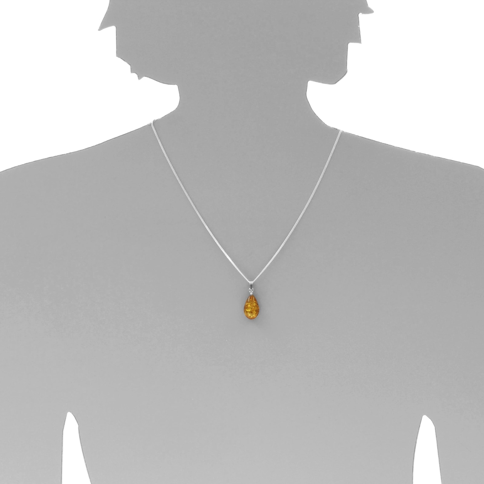 OSTSEE-SCHMUCK Kettenanhänger »- Tropfen flach, ca. 17 mm lang - Silber 925/000 - Bernstein -,«
