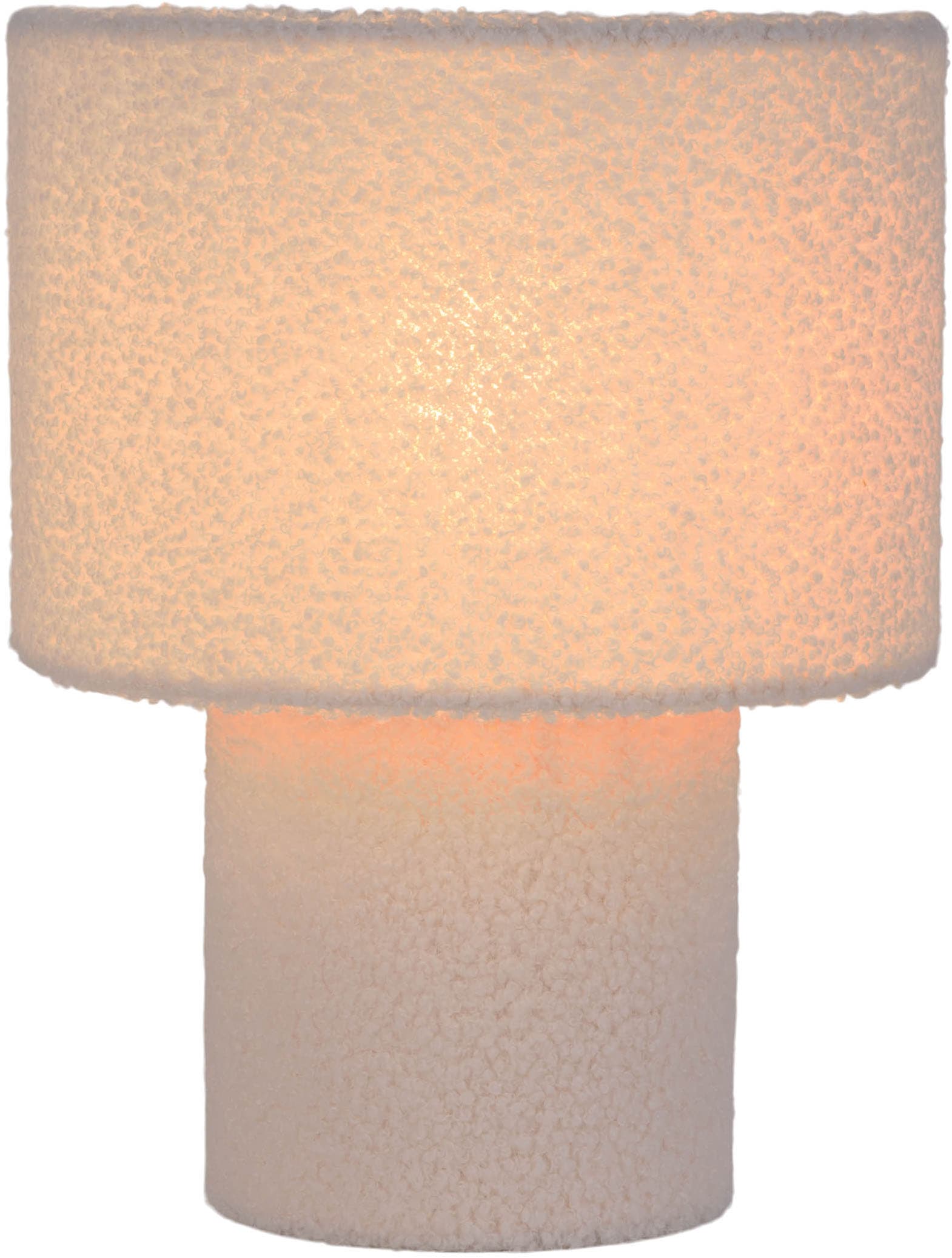 Näve Tischleuchte »Fluffy« E27 1 Stk. fluffiger Plüschbezug in weiß, Größe Ø 23 cm Höhe: 31 cm