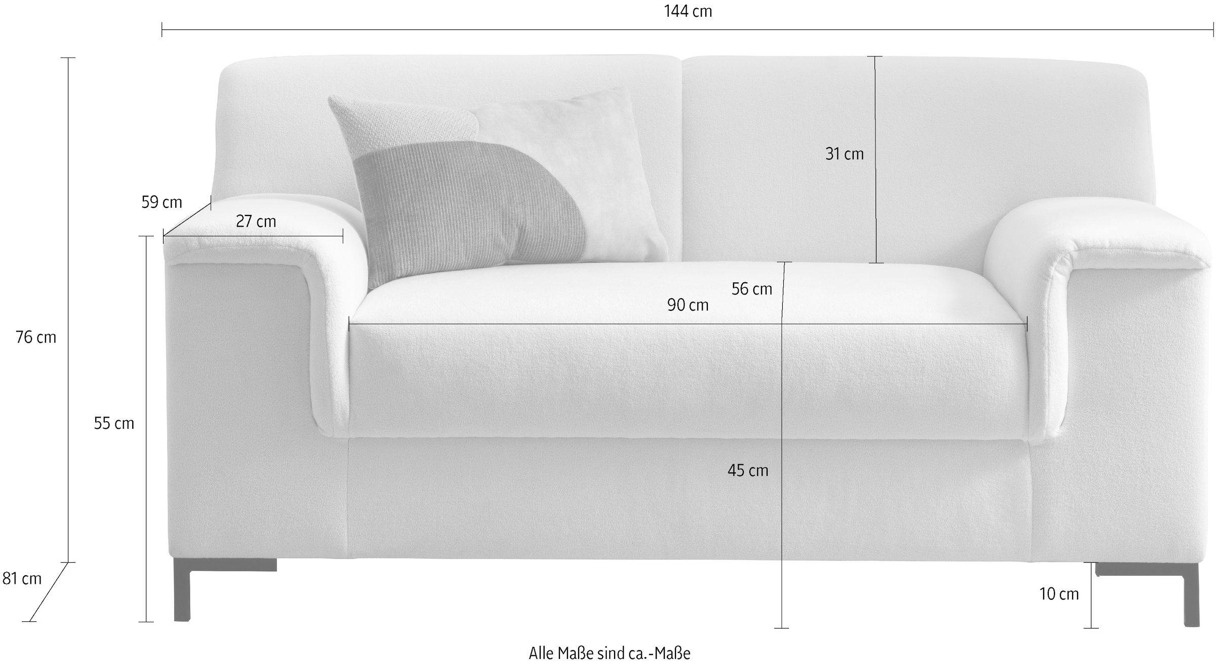 Home affaire 1,5-Sitzer »Jamie 2  B/T/H: 144/81/76 cm, auch in Cord« zeitlos, modern, mit komfortablem Federkern