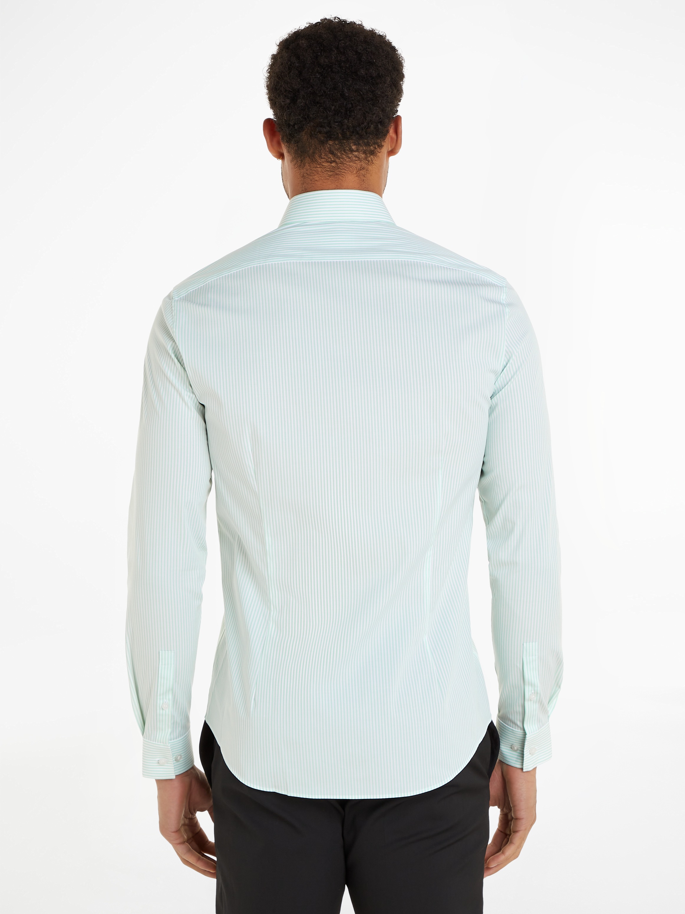 Calvin Klein Langarmhemd »POPLIN STRIPE SLIM SHIRT«, mit Logoprägung