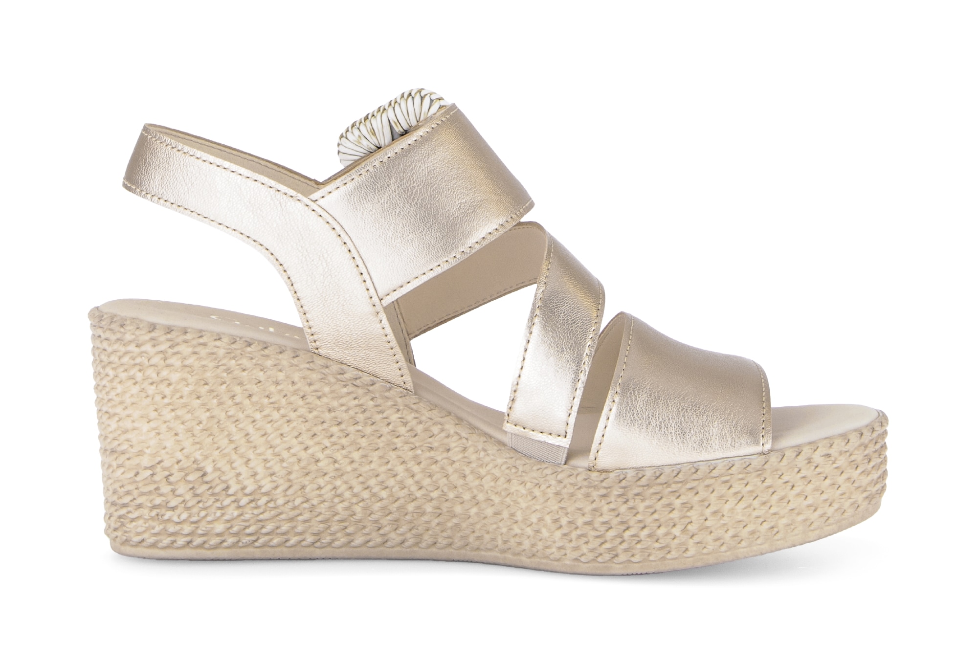 Gabor Keilsandalette  , Sommerschuh, Riemchensandale mit auffälliger Zierschnalle