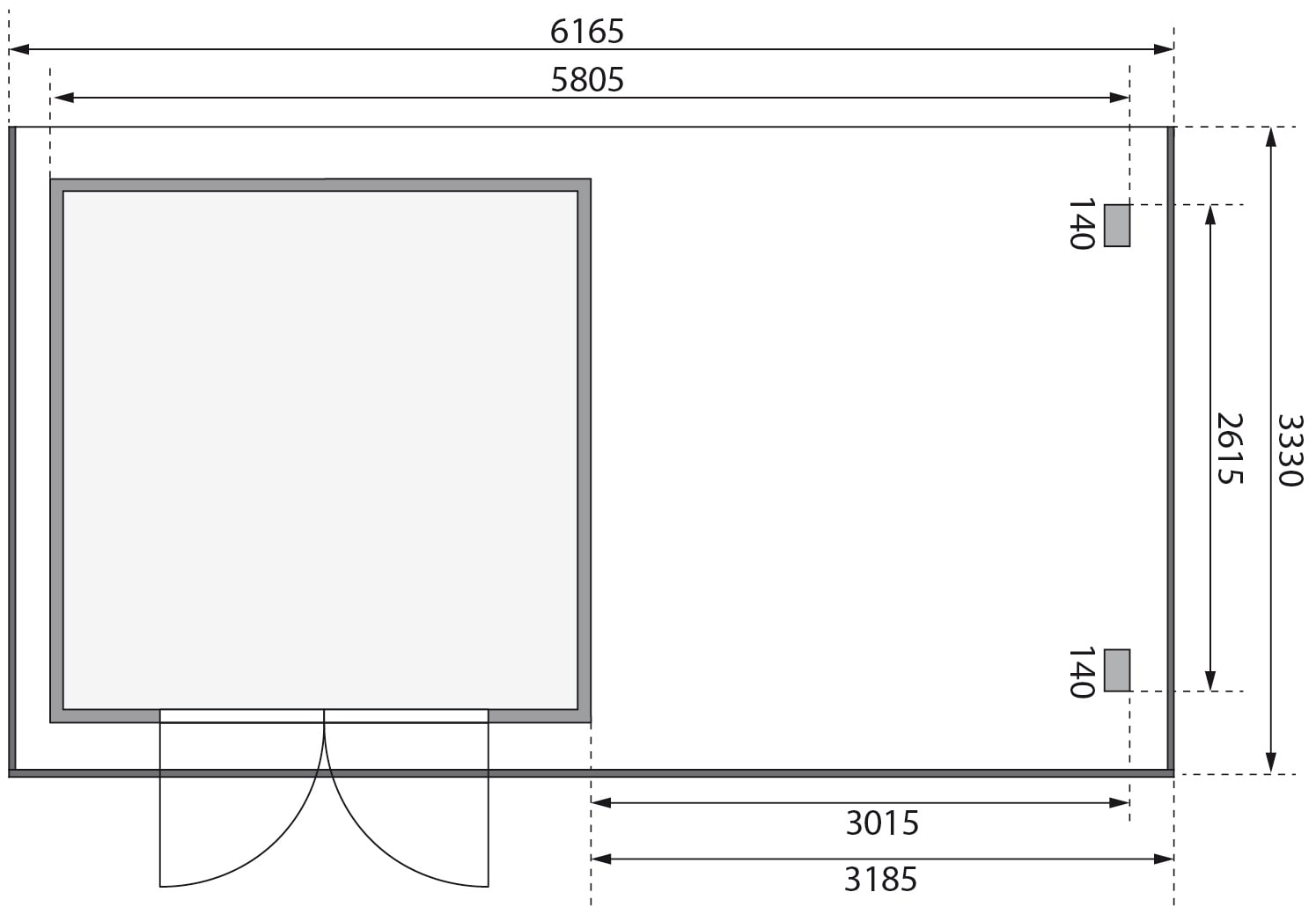 Karibu Gartenhaus »Trittau 3«, mit Anbaudach und Fenster