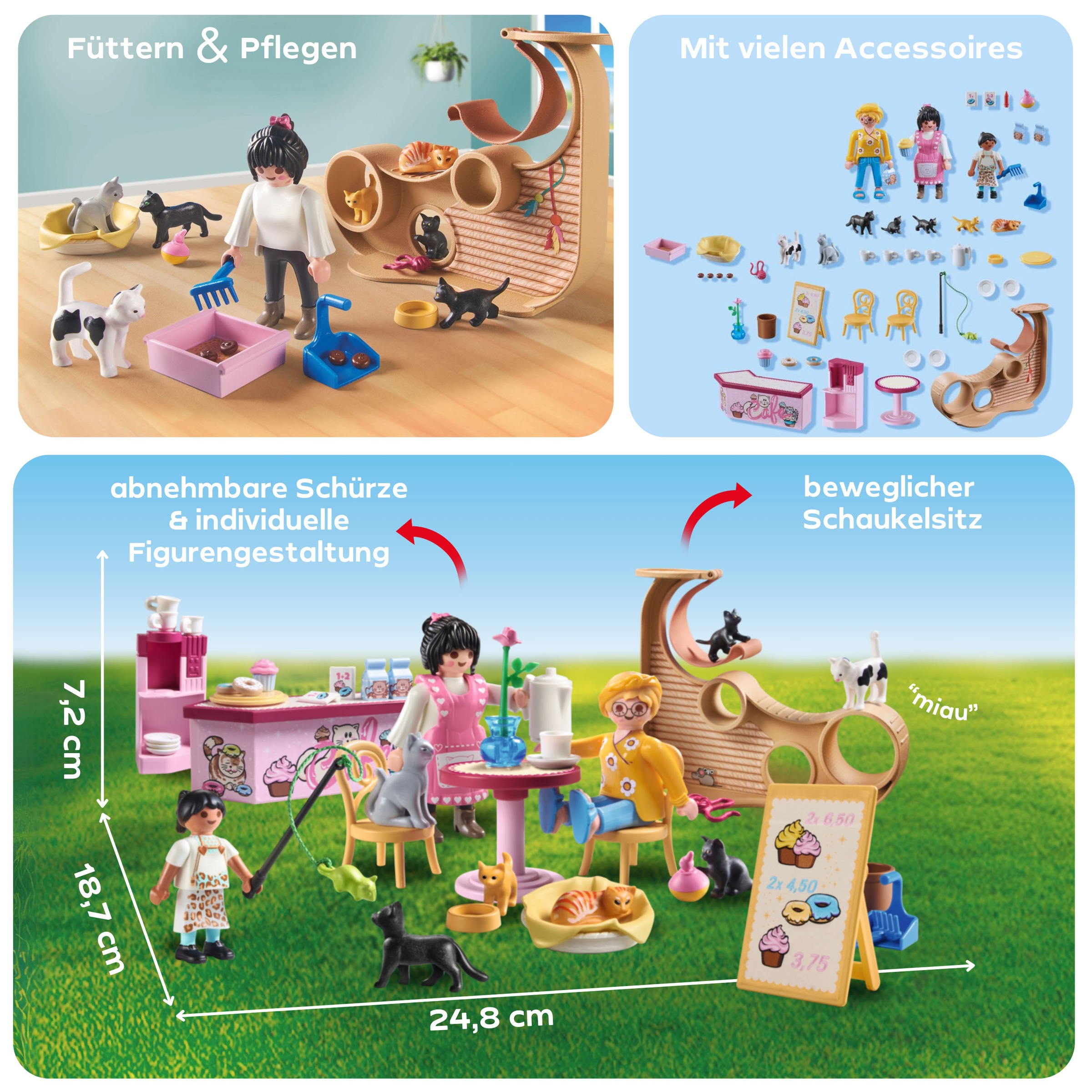 Playmobil® Konstruktions-Spielset »Katzencafe (71744), Playmobil My Life«, (72 St.), Made in Europe