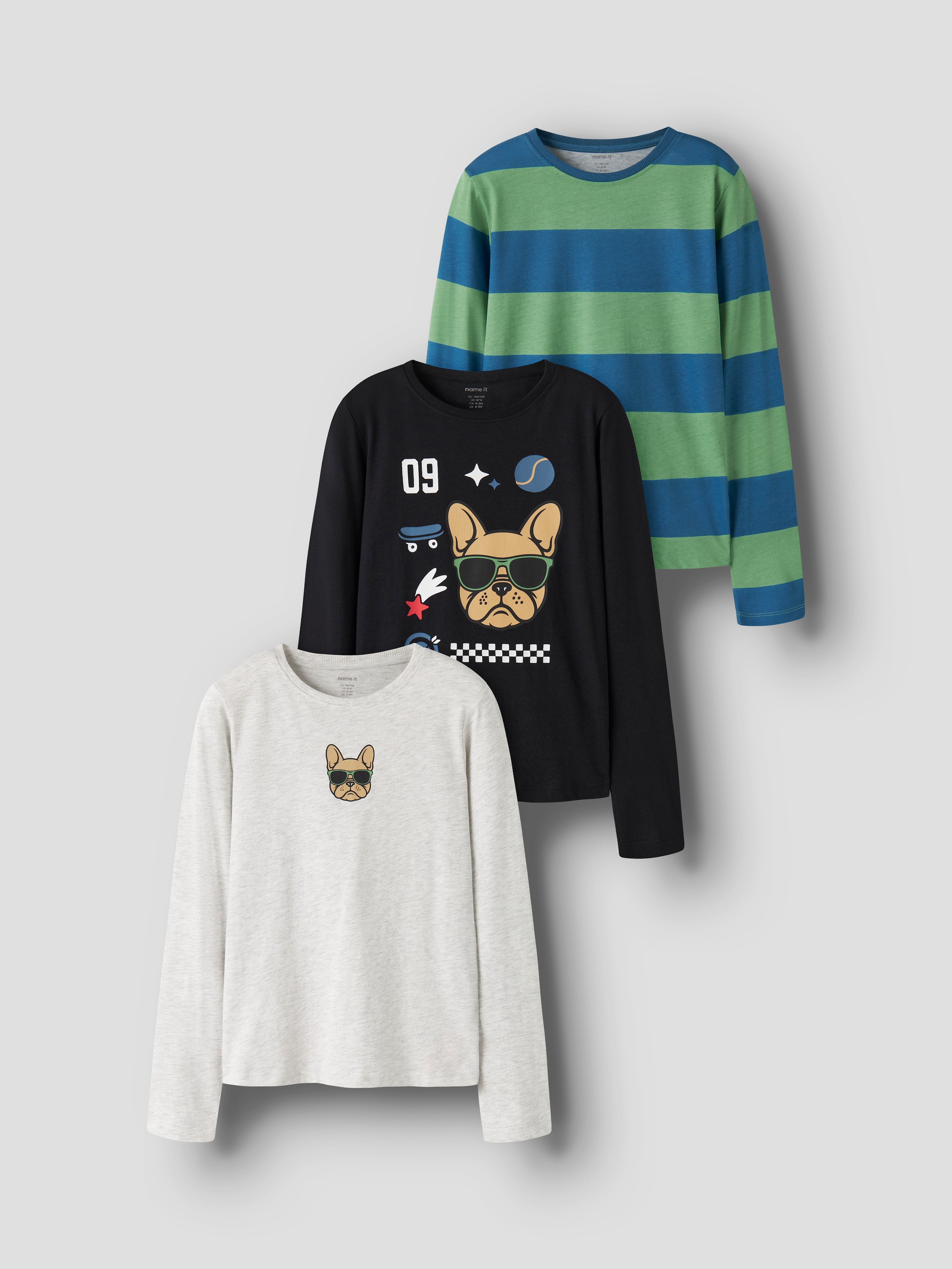 Name It Langarmshirt »NKMNIKOLAI 3P LS TOP« Packung, 3 Baumwolle, regular fit