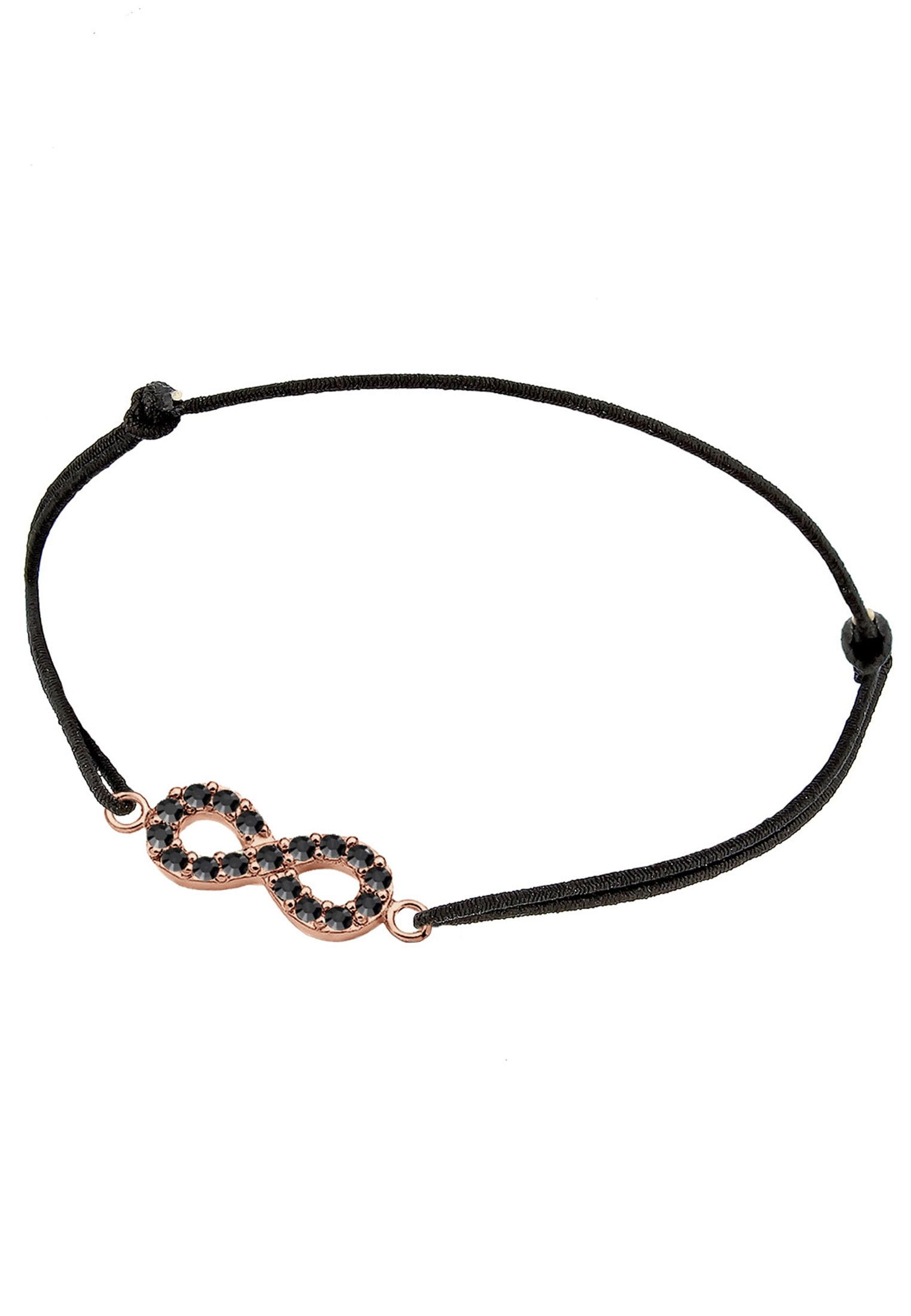Elli Armkette »Armband Infinity Glas Kristalle Schwarz 925 Sterling Silber Rosegold«