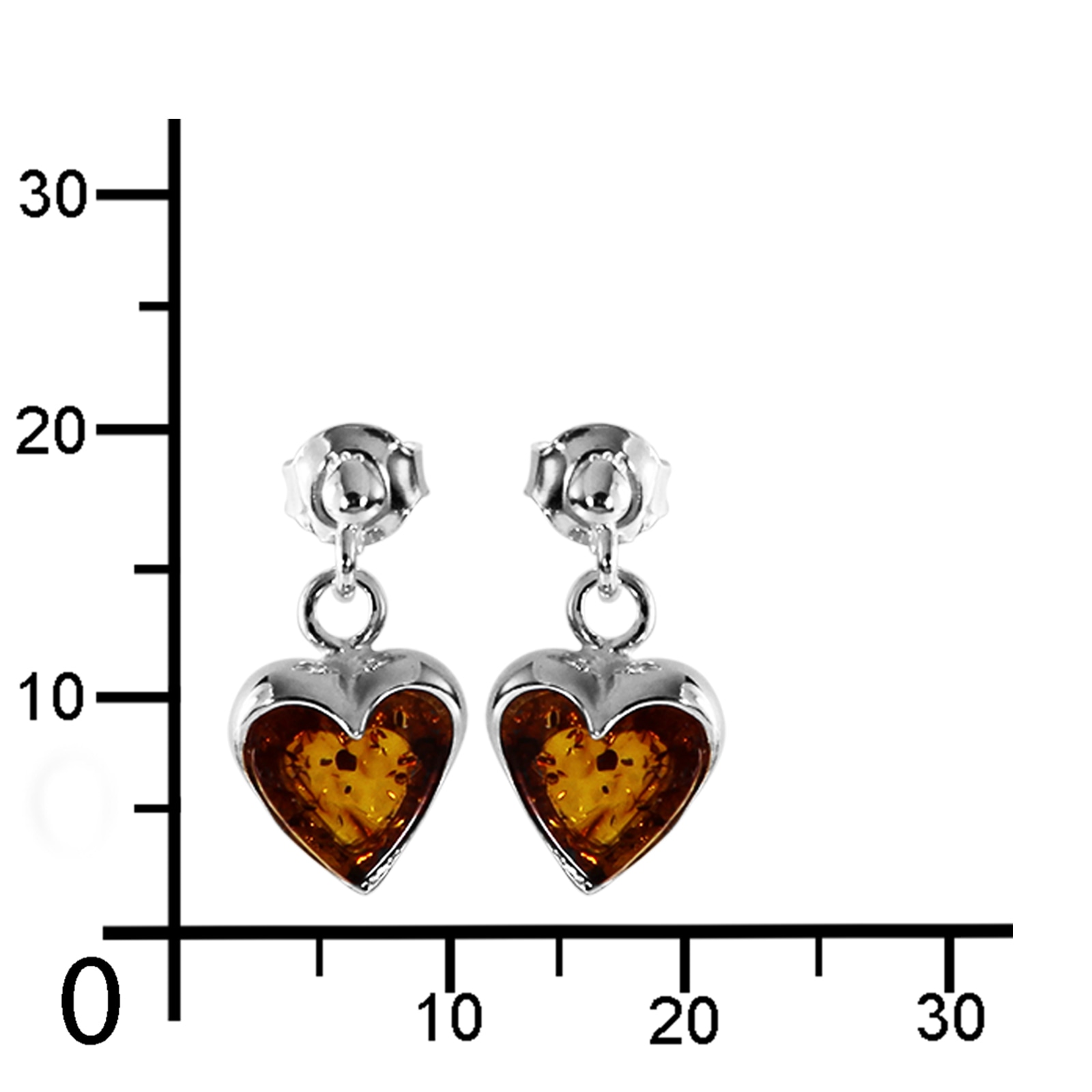 OSTSEE-SCHMUCK Paar Ohrhänger »- Herz 10 x 10 mm - Silber 925/000 - Bernstein«