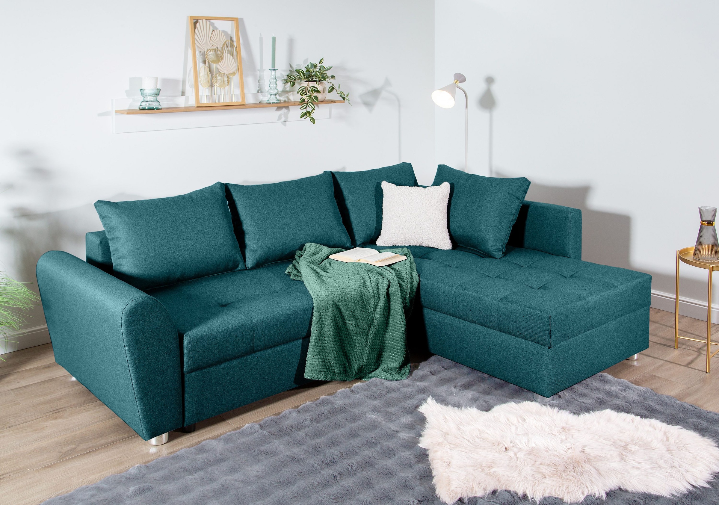 COLLECTION AB Ecksofa »Jana L-Form«, inkl. Bettfunktion,Bettkasten und Bonnelfederkern