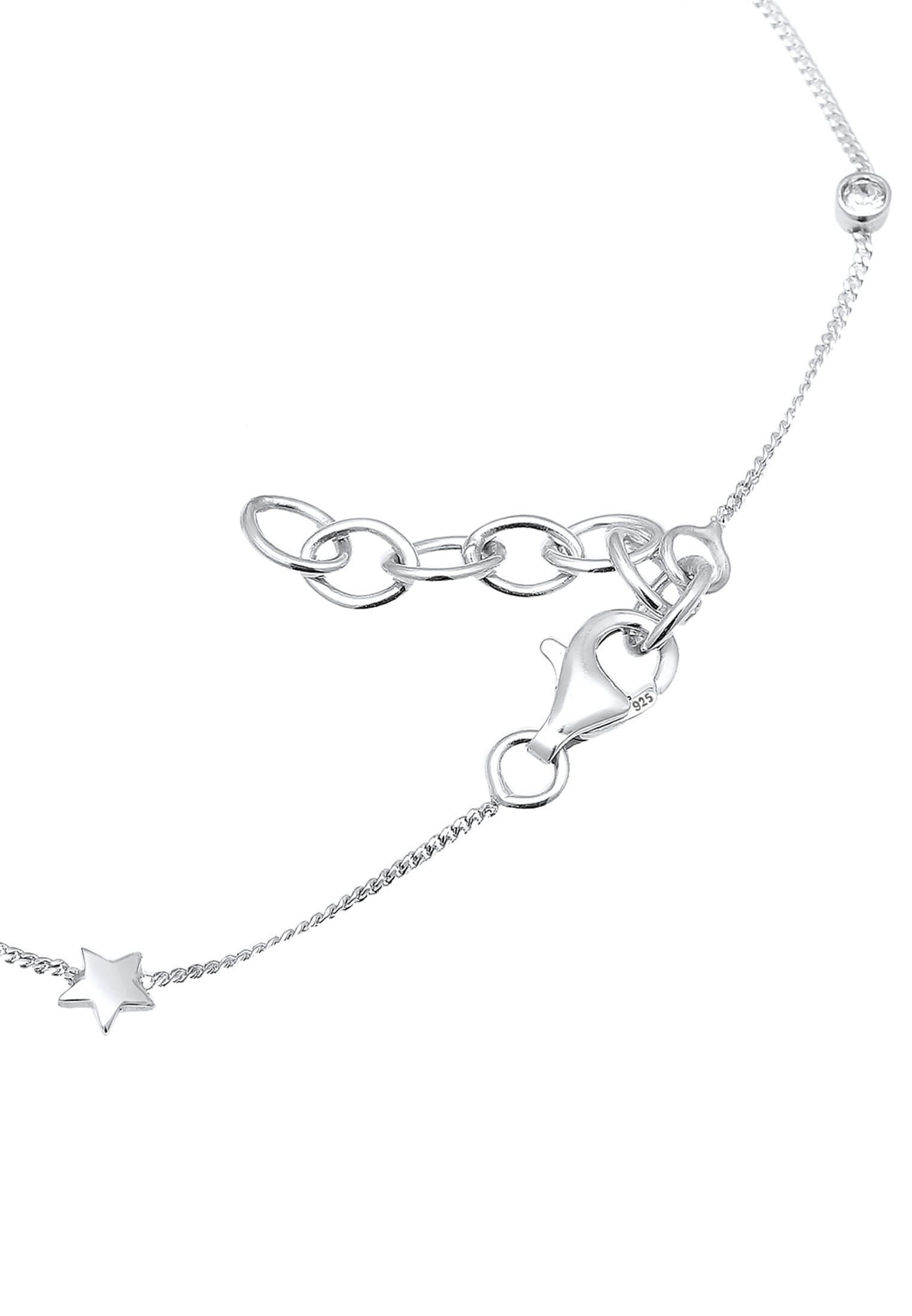 Elli Fußkette »Fußschmuck Stern Glas Kristalle Weiß 925 Sterling Silber«