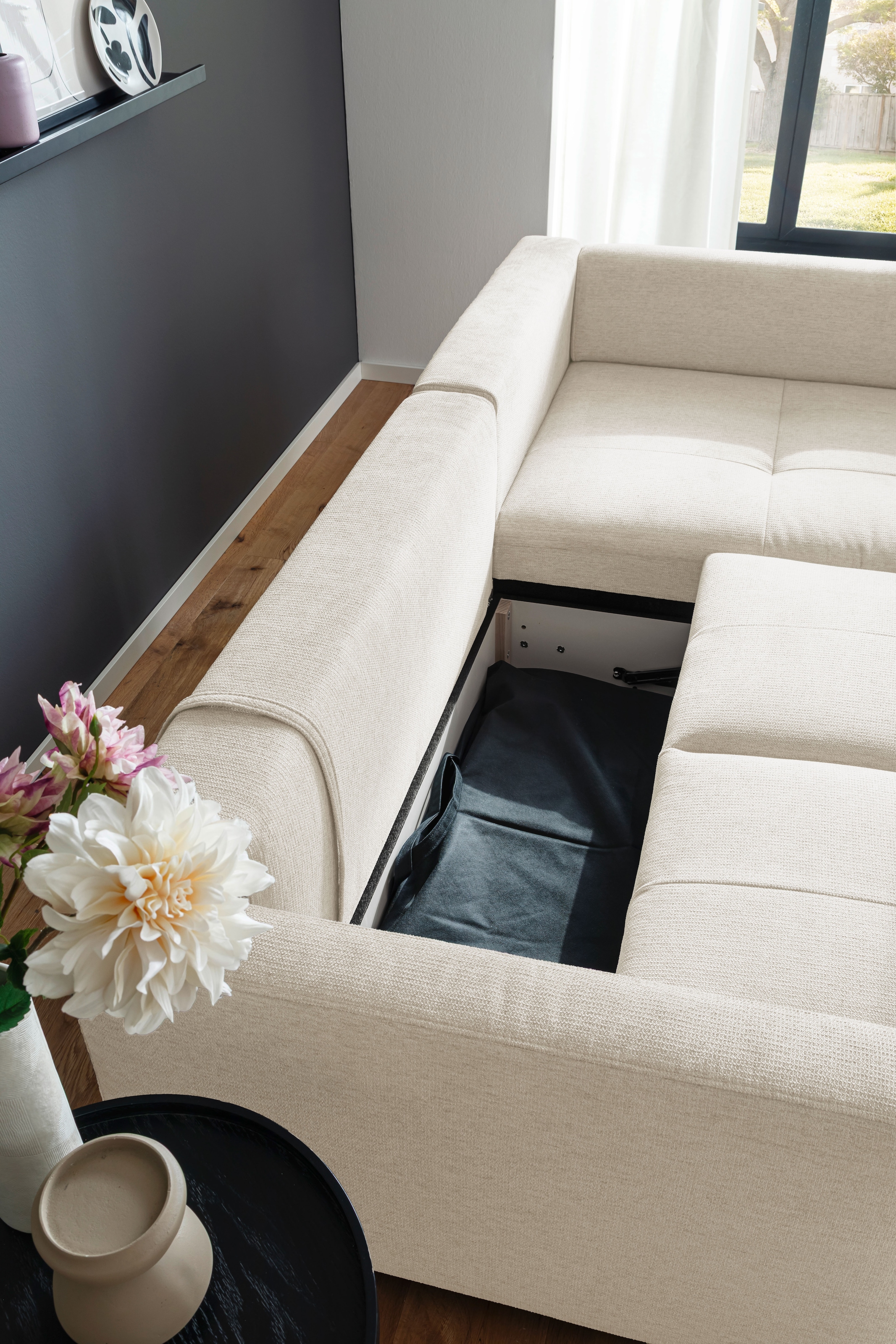 Mr. Couch Ecksofa »Pierre, L-Form mit Taschenfederkern« mit DuraSpring-Taschenfederkern bis 140 kg belastbar