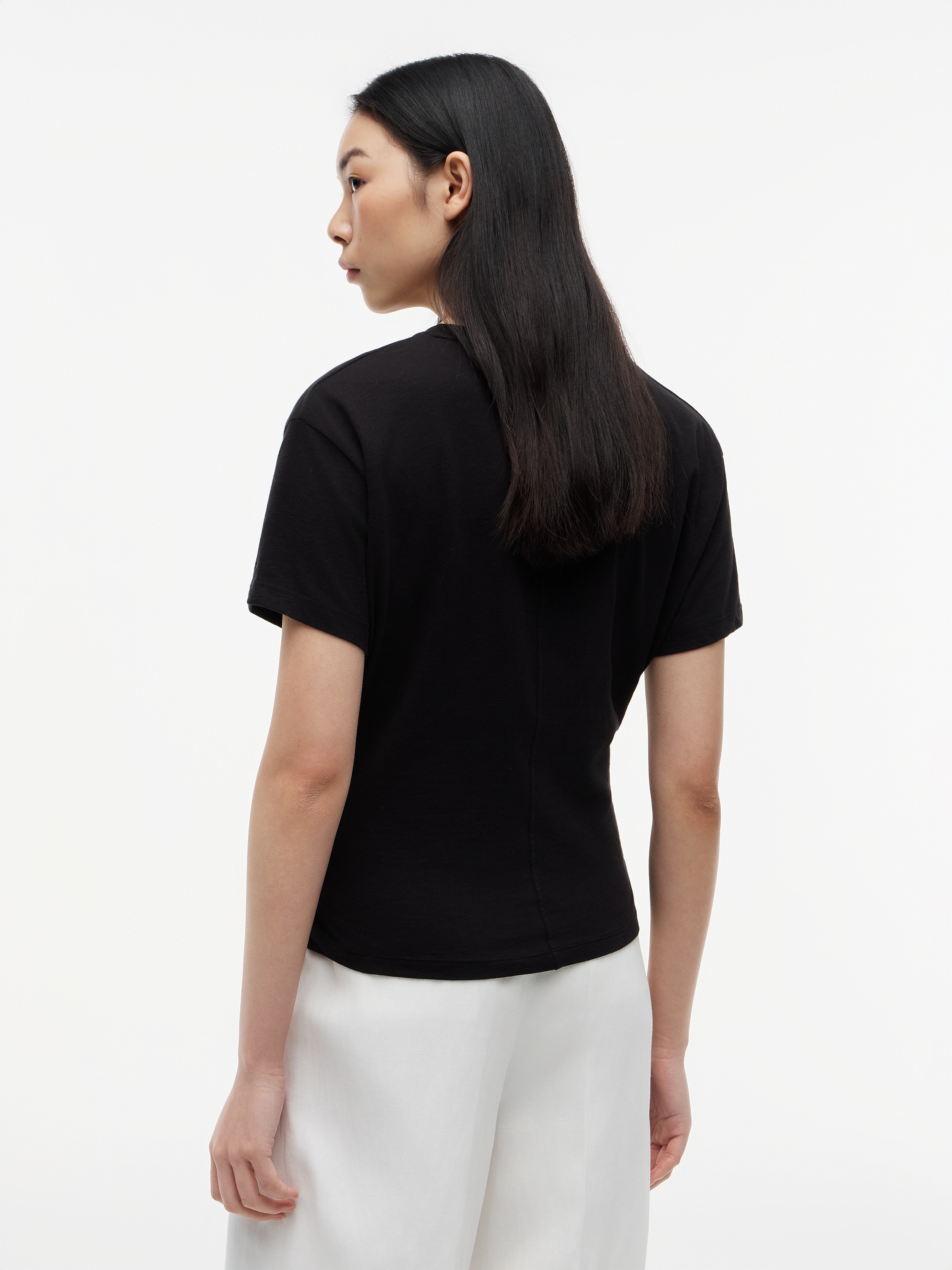 Tommy Hilfiger Kurzarmshirt »CO SLUB KNOT SS TEE« mit Bindegürtel in der Taille