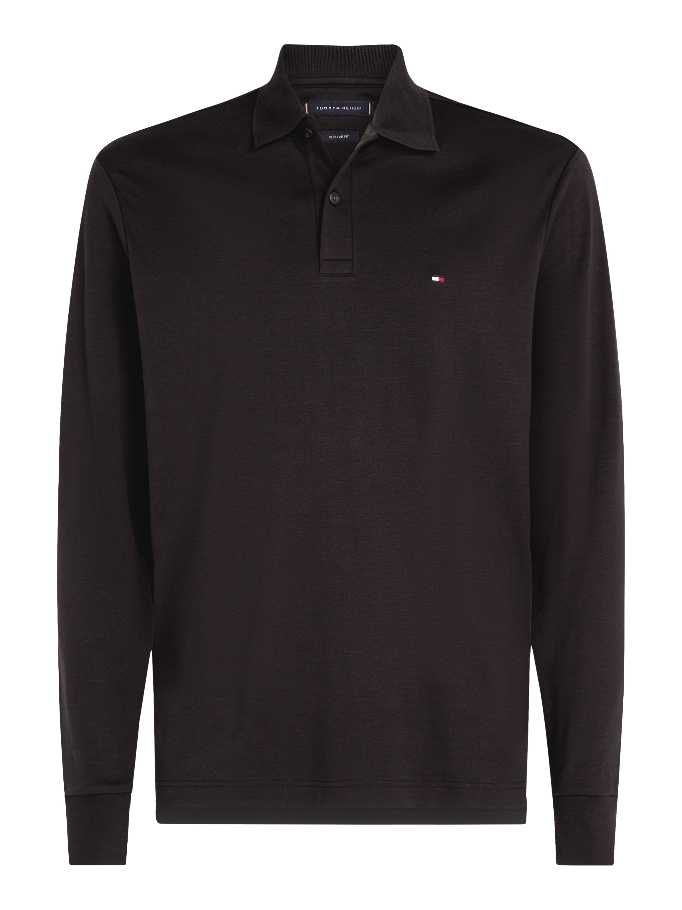 Tommy Hilfiger Langarm-Poloshirt »L/S LIQUID COTTON REG POLO mit Jersey und Markenlabel«, unifarben, casual, regular fit, Baumwolle, Polokragen