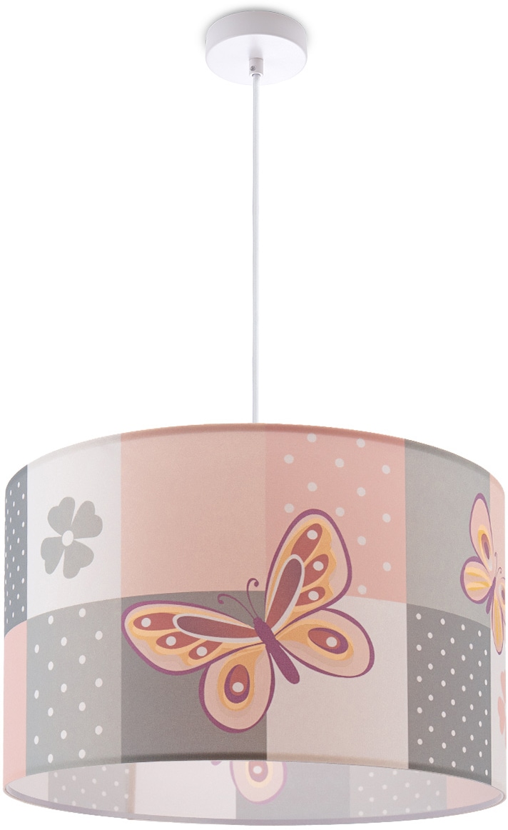 Deckenlampe bei E27 Schmetterling Pendelleuchte Kinderzimmer Rosa »Cosmo 1 Blumen Paco OTTO Home Lampe flammig-flammig, Karo 220«,