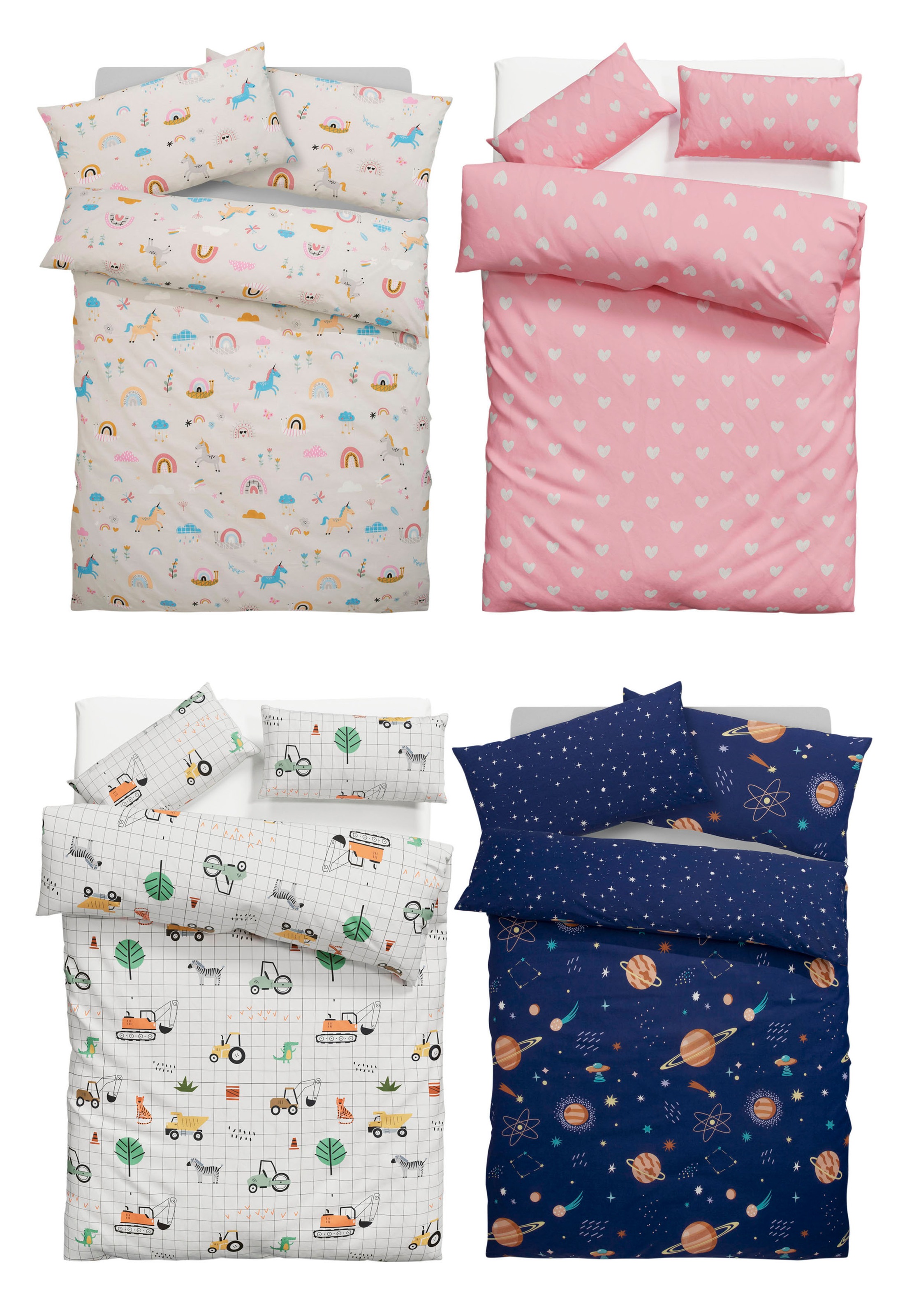Lüttenhütt Kinderbettwäsche »CUDDLEE«, in vielen Designs: Dino,Einhorn,Weltraum,Baustelle,Herz,Trecker,Safari