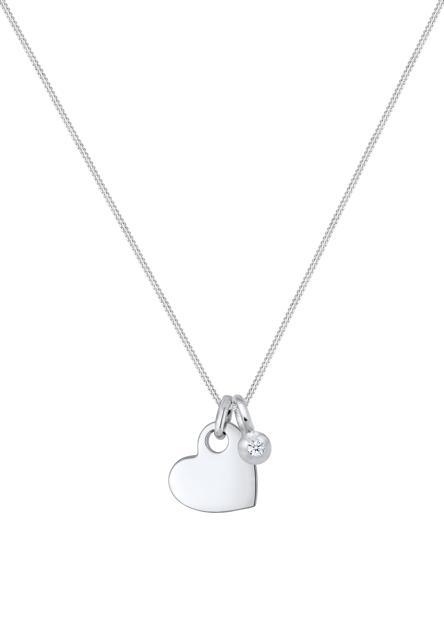 Elli DIAMONDS Silberkette »Halskette Herz Diamant Weiß Brillantschliff (0.03ct) 925 Sterling Silber«