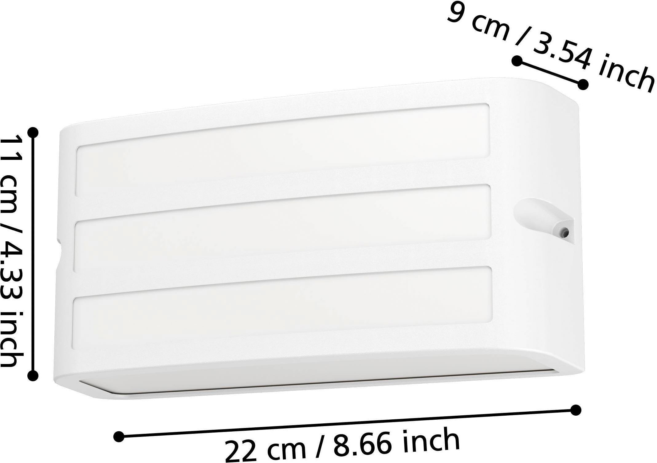 EGLO Wandleuchte »Camarda Wandlampe, Außenbeleuchtung, rechteckige Außenlampe, E27, IP54« E27 1 Stk. Wand-/Deckenleuchte - L22 x H11 x AL9 cm - weiß - 1X40W exkl.