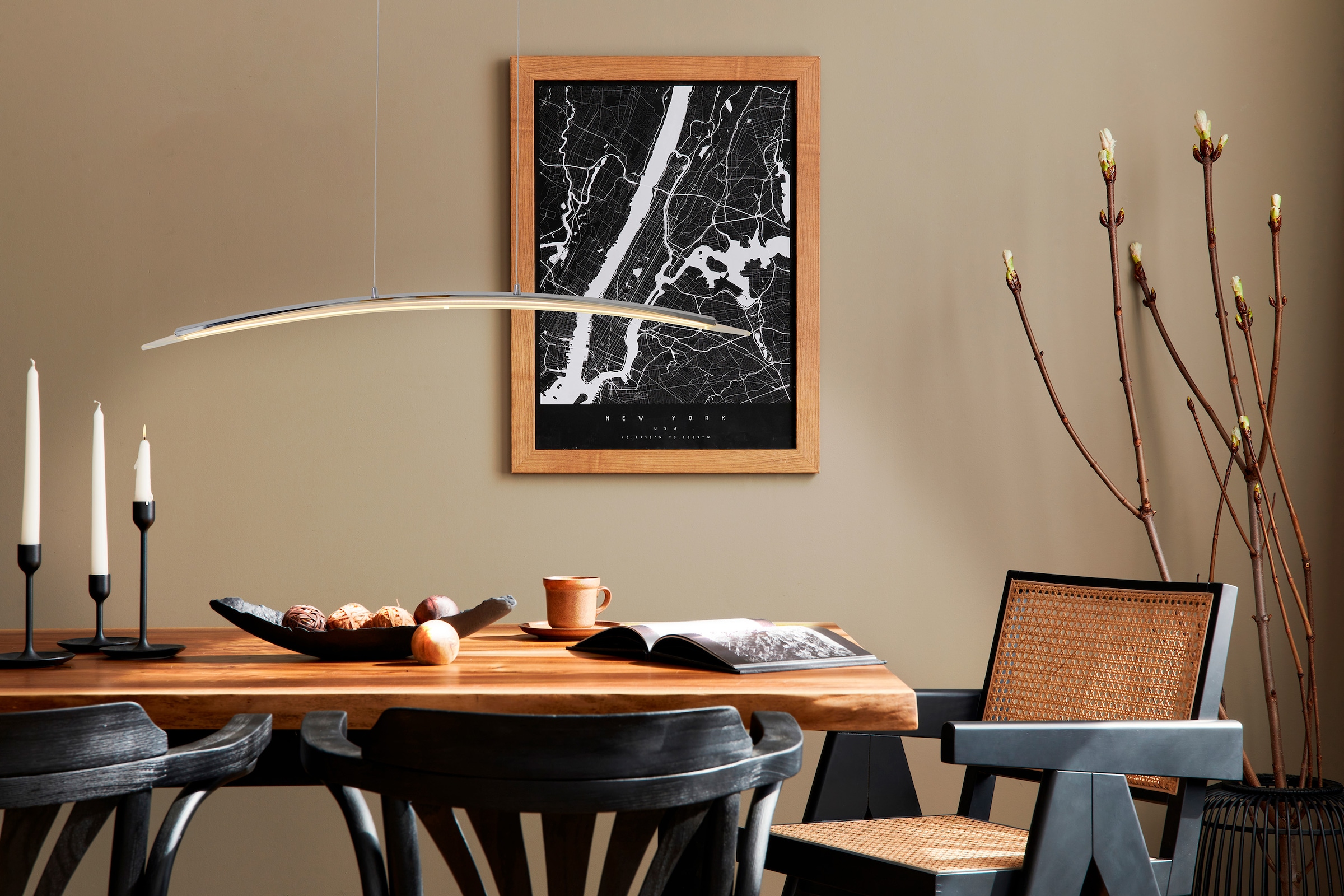 näve LED Pendelleuchte »Surf« LED-Modul 1 Stk. Warmweiß chromfarben, dimmbar mit Phasenan- und -abschnitt Dimmer, L: 100cm