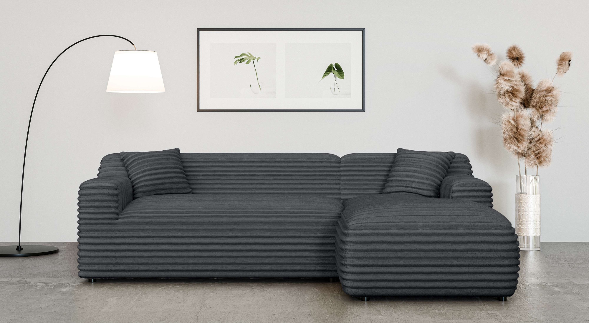 Home affaire Ecksofa »LILLIANA Designsofa, L-Form mit Recamiere rechts/links bestellbar«, L-Form mit Wellenunterfederung, Maße B/T/H: 256/160/76 cm