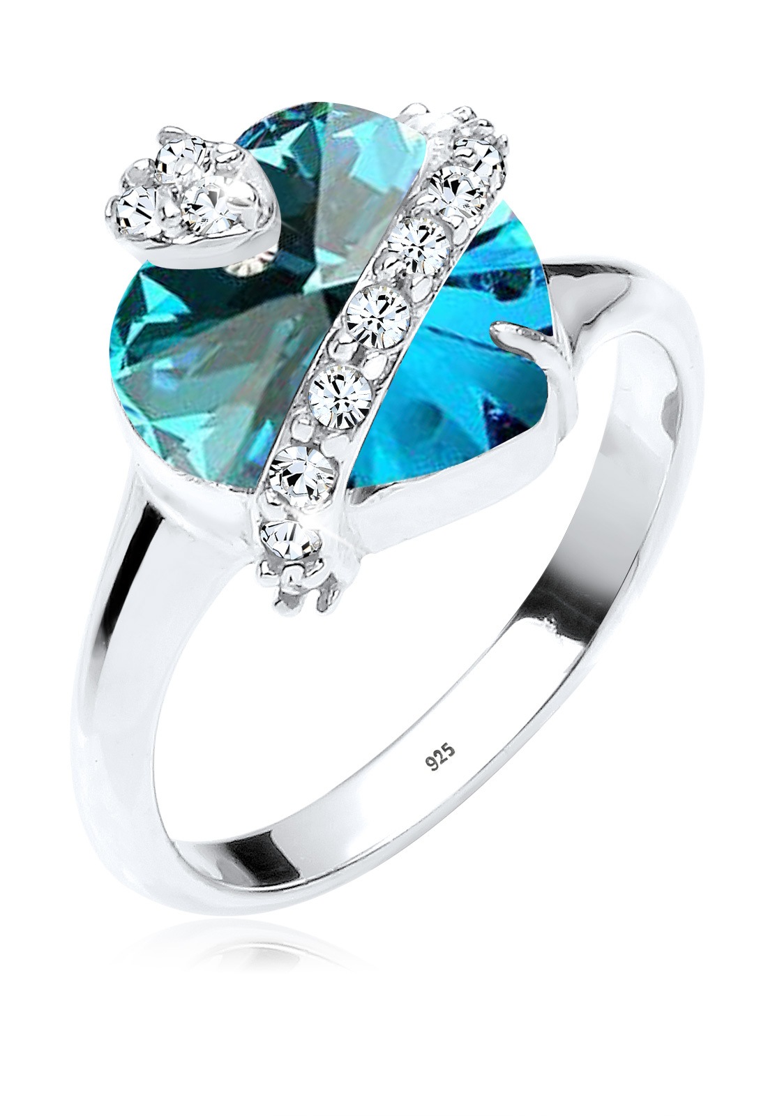 Elli Silberring »Ring Herz Kristalle Glamourös 925 Silber«