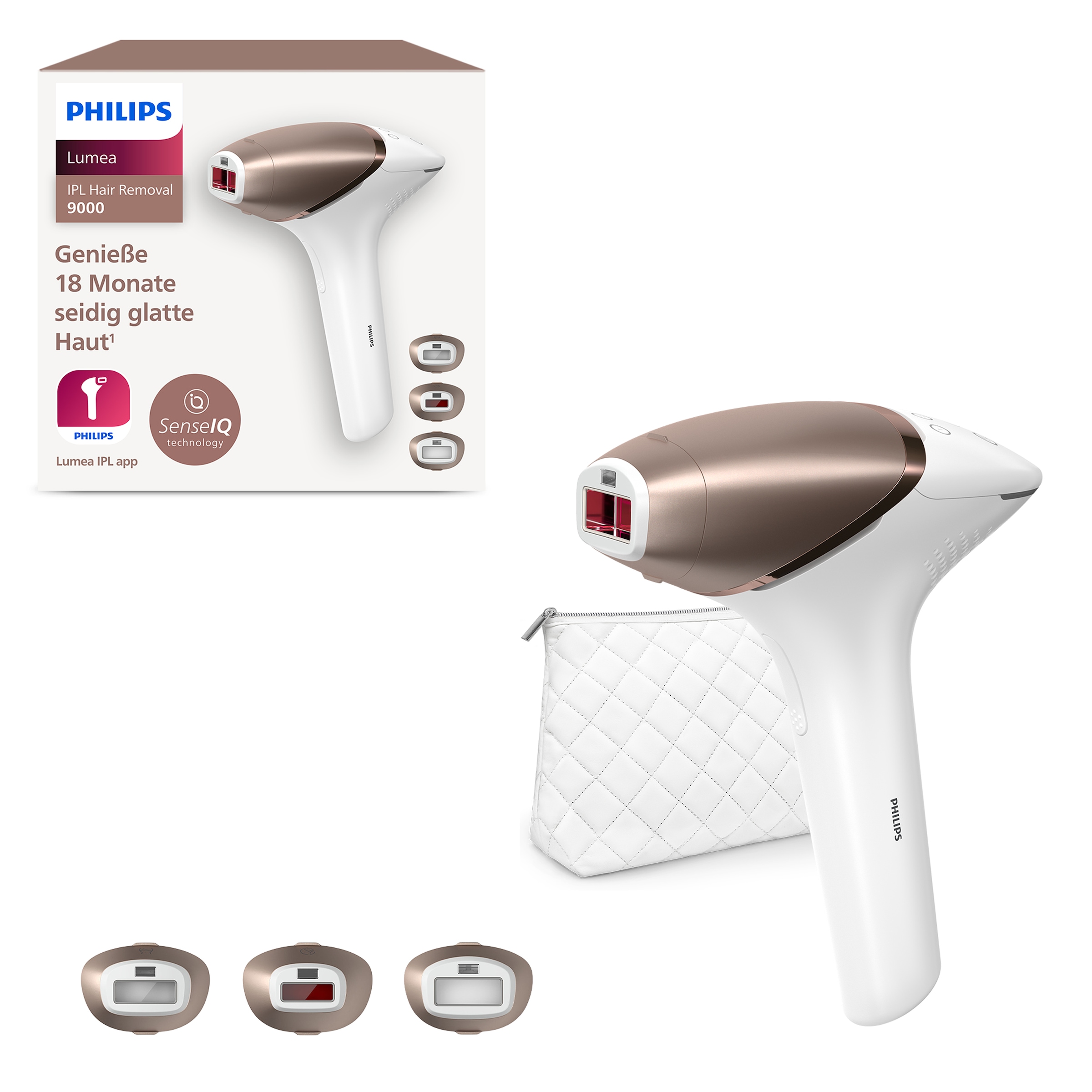 Philips IPL-Haarentferner »Lumea S9000 BRI955/00«, 450.000 Lichtimpulse, 3 Aufsätze (Körper,...