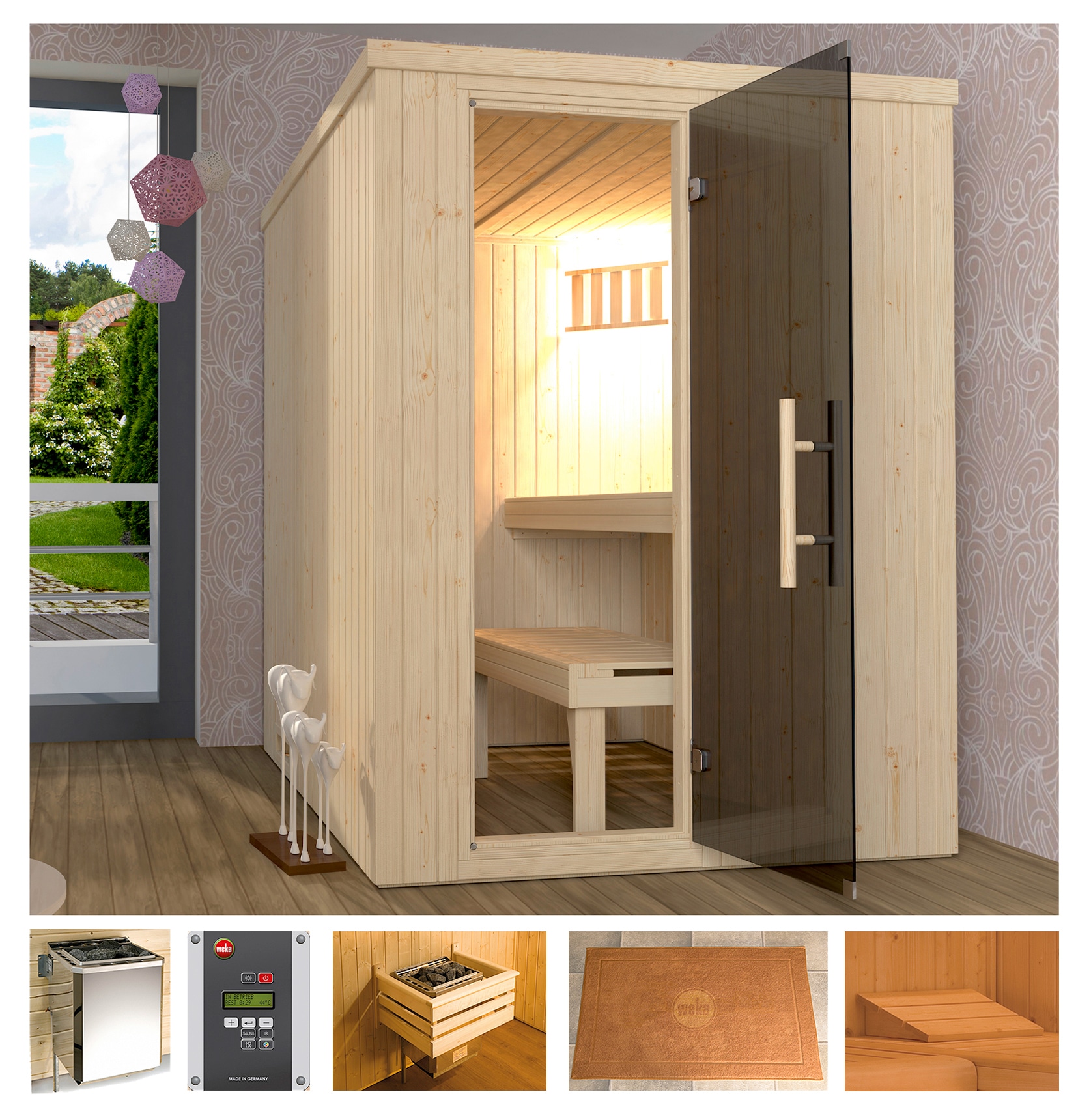 Sauna »Classic«, 7,5 kW Ofen mit ext. Steuerung