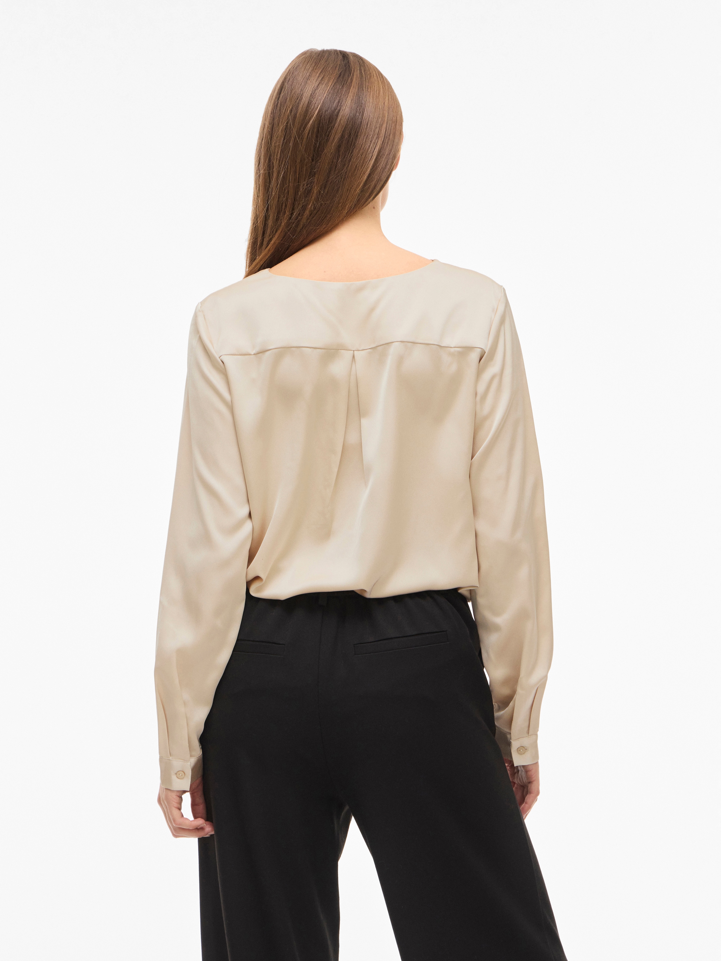 Vila Hemdbluse »VIELLETTE V-NECK L/S SATIN SHIRT - NOOS«