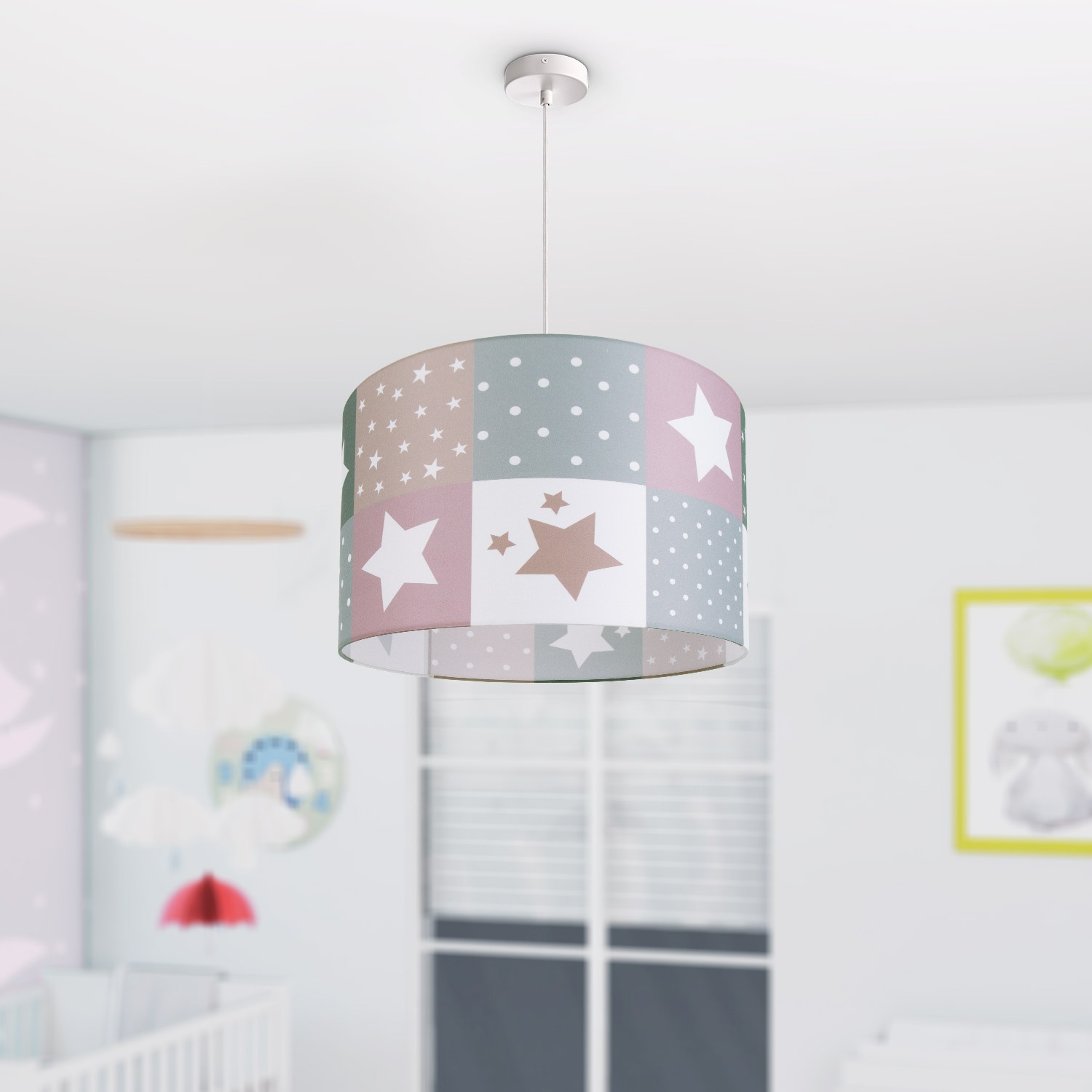 Paco Home Pendelleuchte »Cosmo 345«, 1 flammig, Leuchtmittel E27 | ohne Leuchtmittel, Kinderlampe Deckenlampe LED Kinderzimmer Lampe Sternen Motiv E27